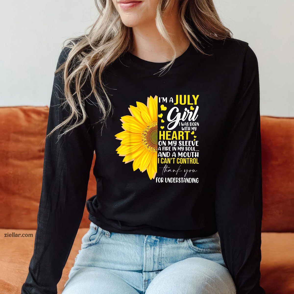 I'm July Girl Sunflower Matching Born On Birthday Long Sleeve Shirt Limited Edition