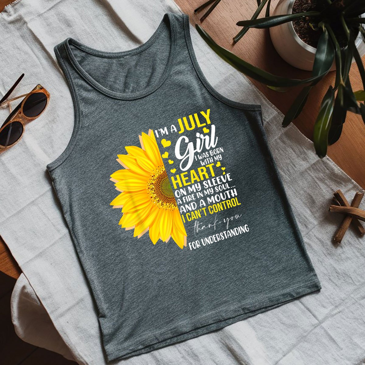 I'm July Girl Sunflower Matching Born On Birthday Tank Top Shirt Tee Gift