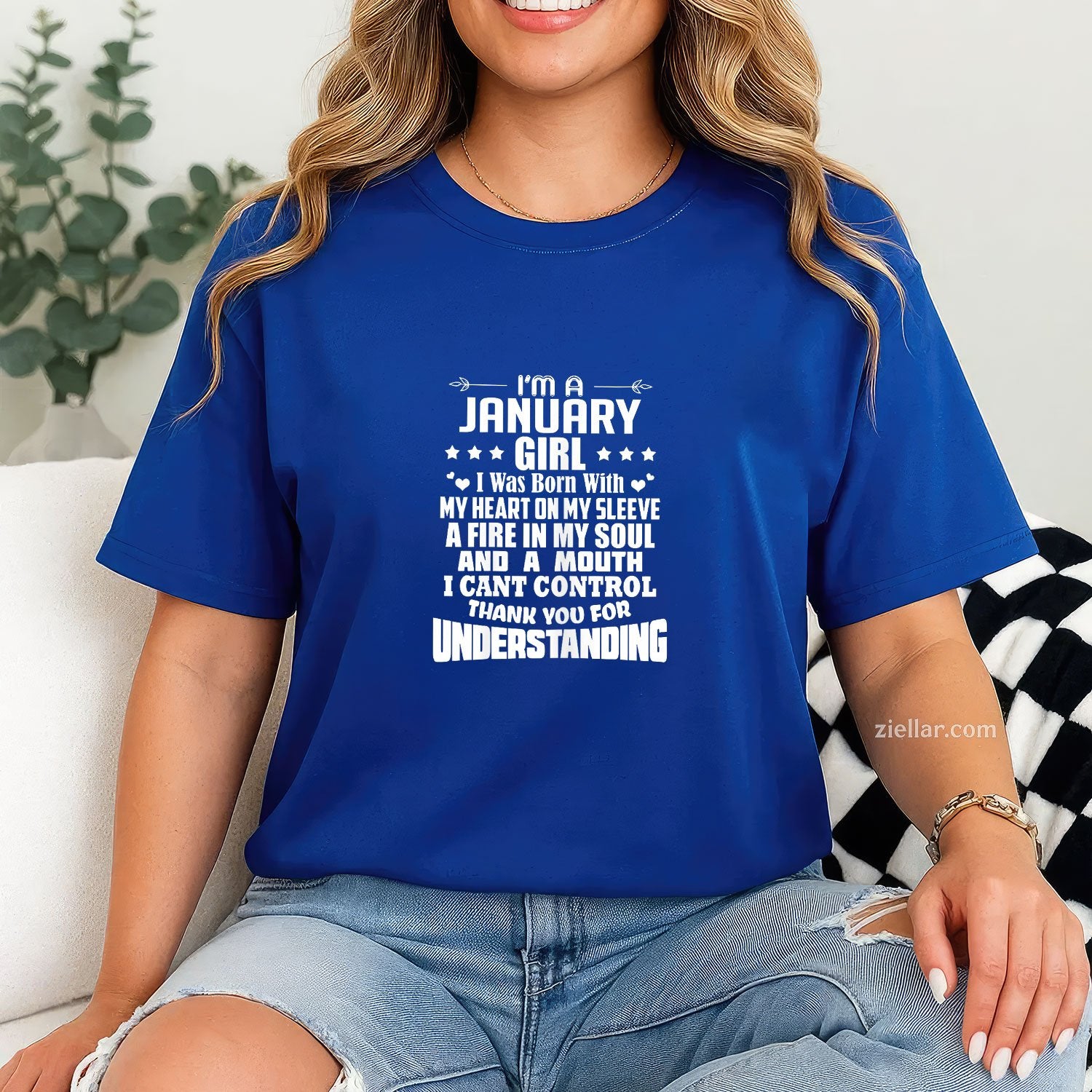 I'm a January Girl Tee and T-Shirt, Heart Fire Soul Birthday T-Shirt for Women Adults