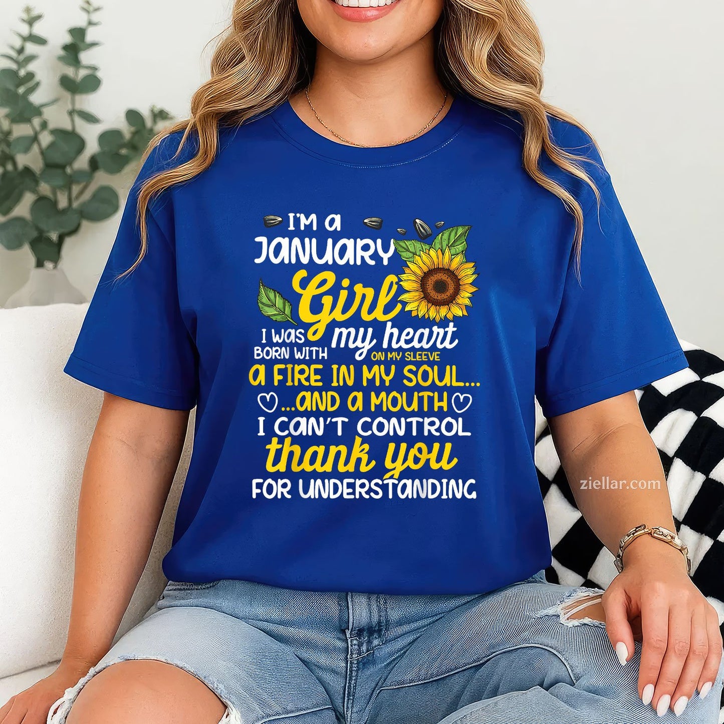 I'm a January Sunflower Queen Tee and T-Shirt, Birthday T-Shirt Gift for Women Born in January