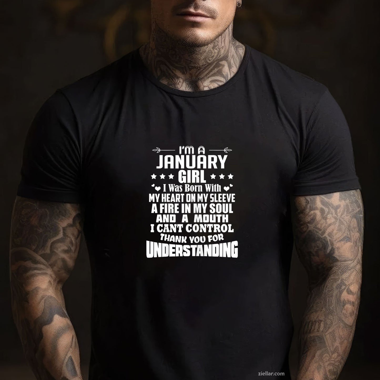 I'm a January Girl Tee and T-Shirt, Heart Fire Soul Birthday T-Shirt for Women Adults