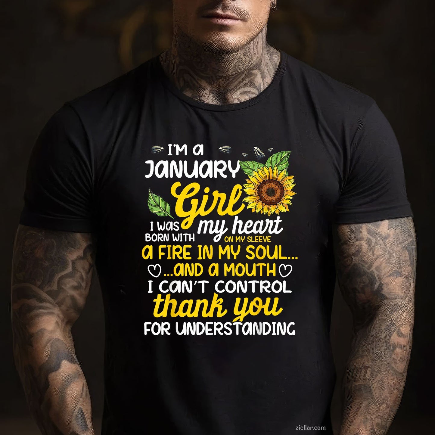 I'm a January Sunflower Queen Tee and T-Shirt, Birthday T-Shirt Gift for Women Born in January