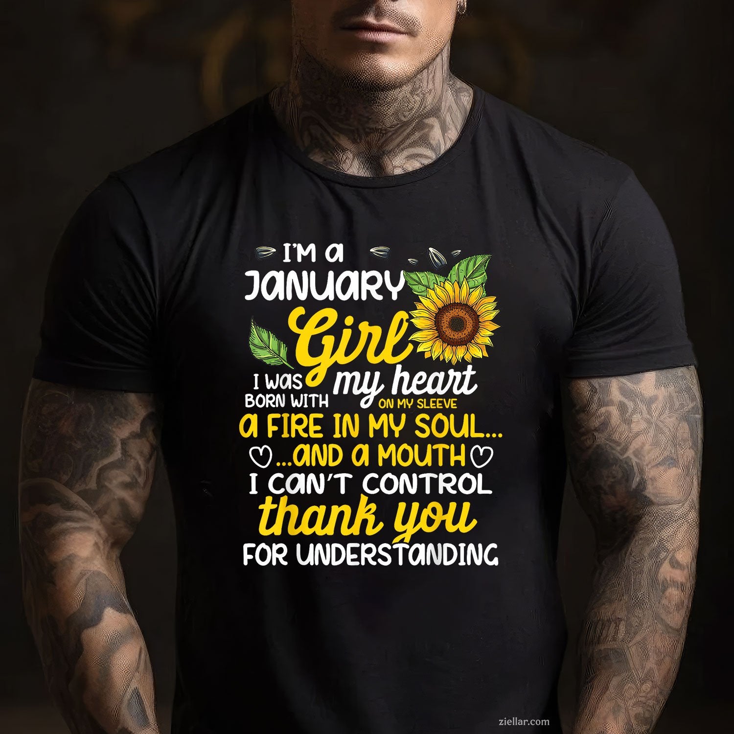 I'm a January Sunflower Queen Tee and T-Shirt, Birthday T-Shirt Gift for Women Born in January