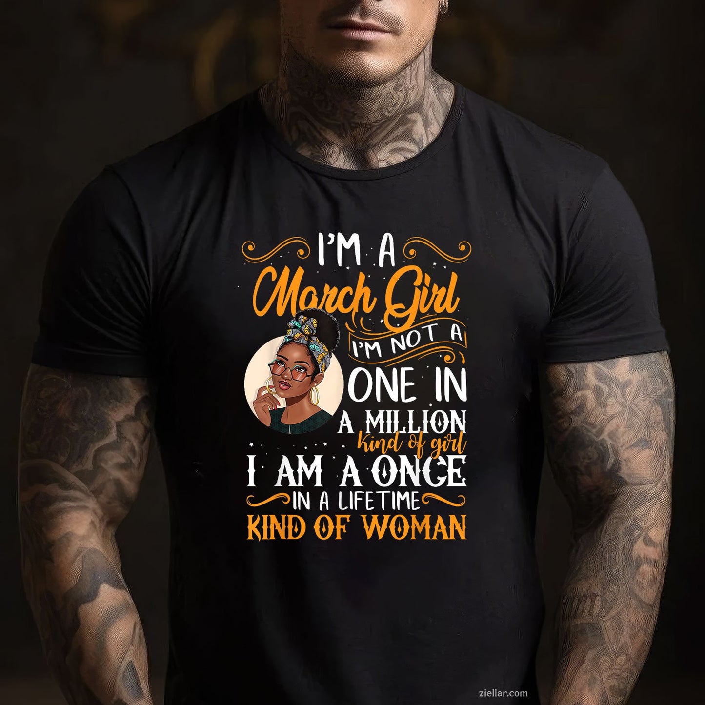 I'm a March Girl Tee and T-Shirt, Black Women Pisces Birthday T-Shirt Gift for Adults