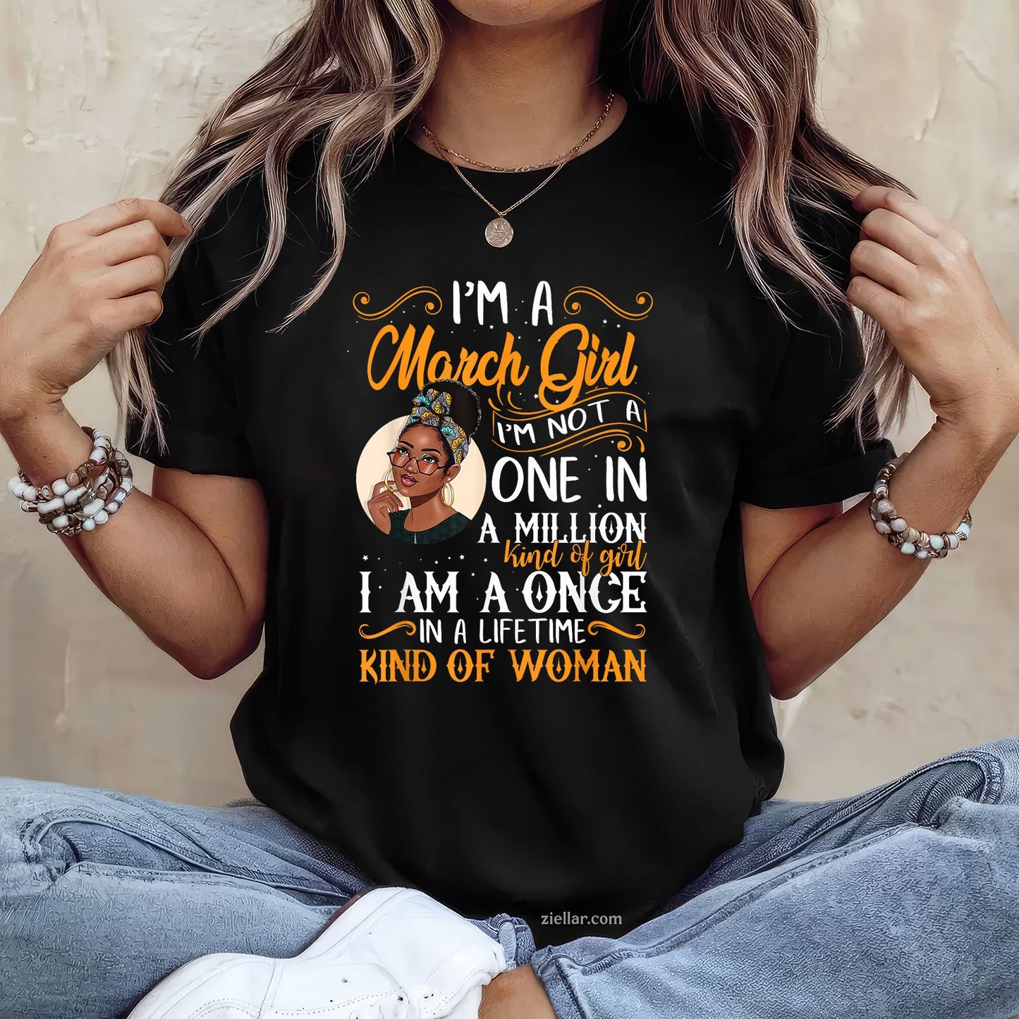 I'm a March Girl Tee and T-Shirt, Black Women Pisces Birthday T-Shirt Gift for Adults