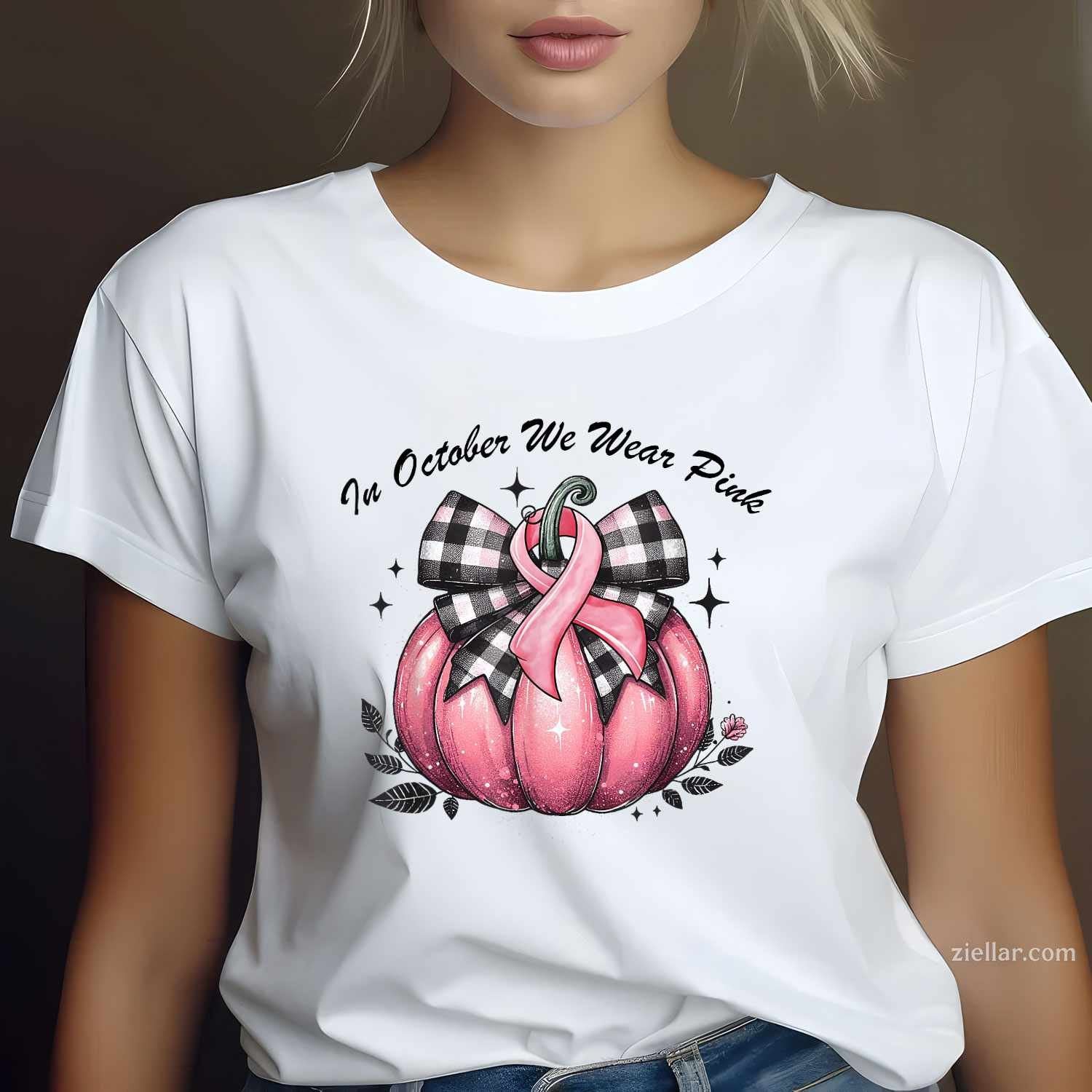 In October We Wear Pink Breast Cancer Pink s For Women Funny Graphic Tee and T-Shirt Gift for Adults Men Women Unisex