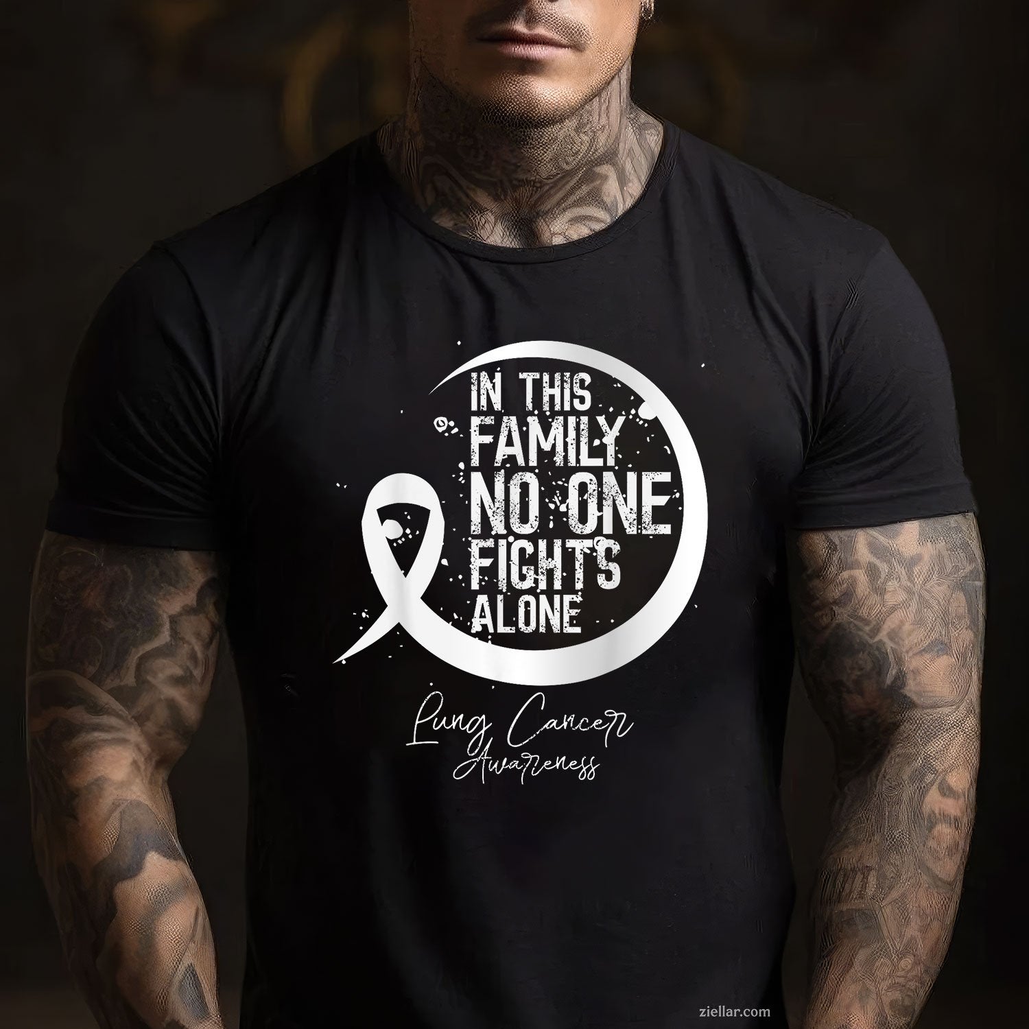 In This Family No One Fights Alone Lung Cancer Gift Tee T-Shirt