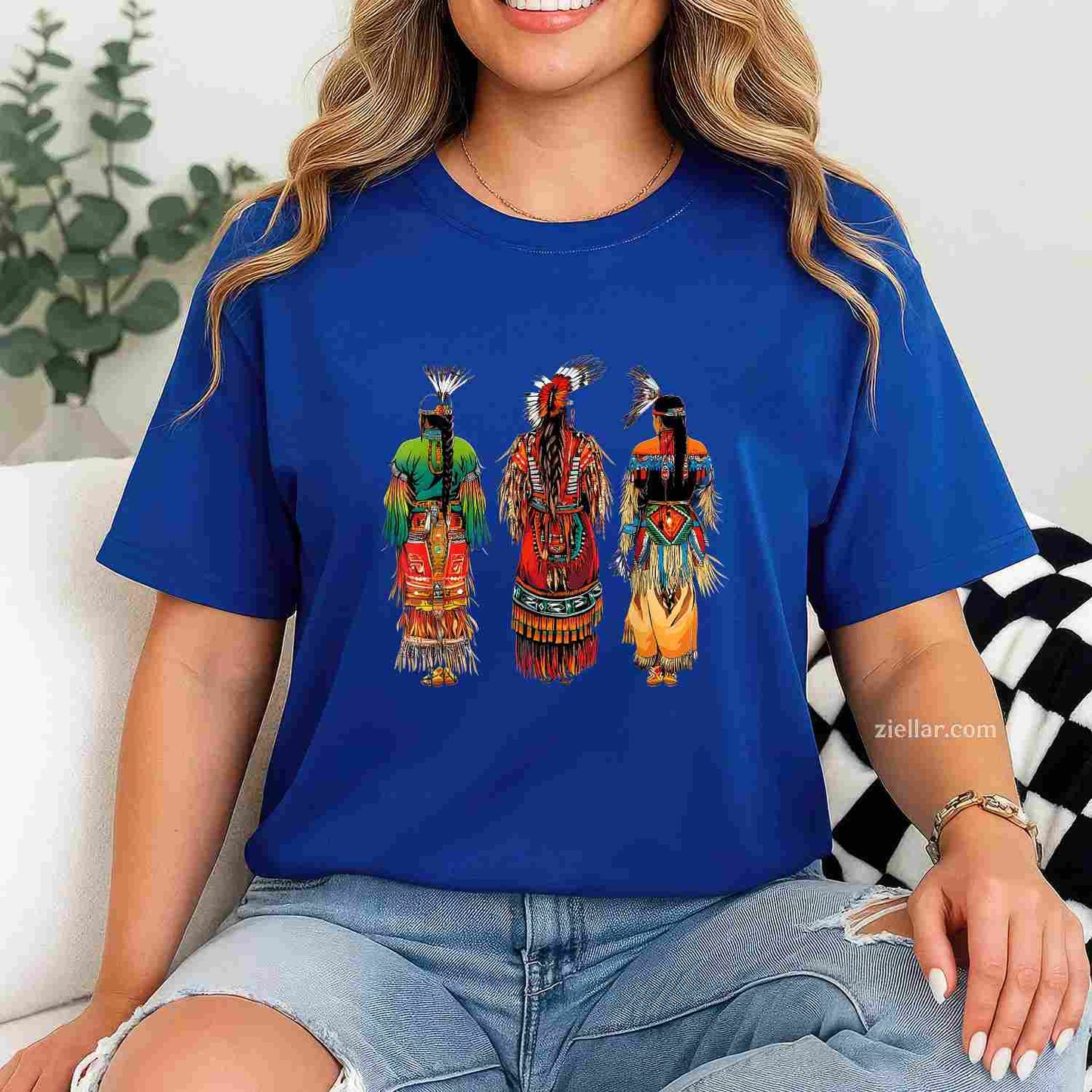 Indian Tribe Native American Feather Headdress Indian Chief T-Shirt And Tee For Adults