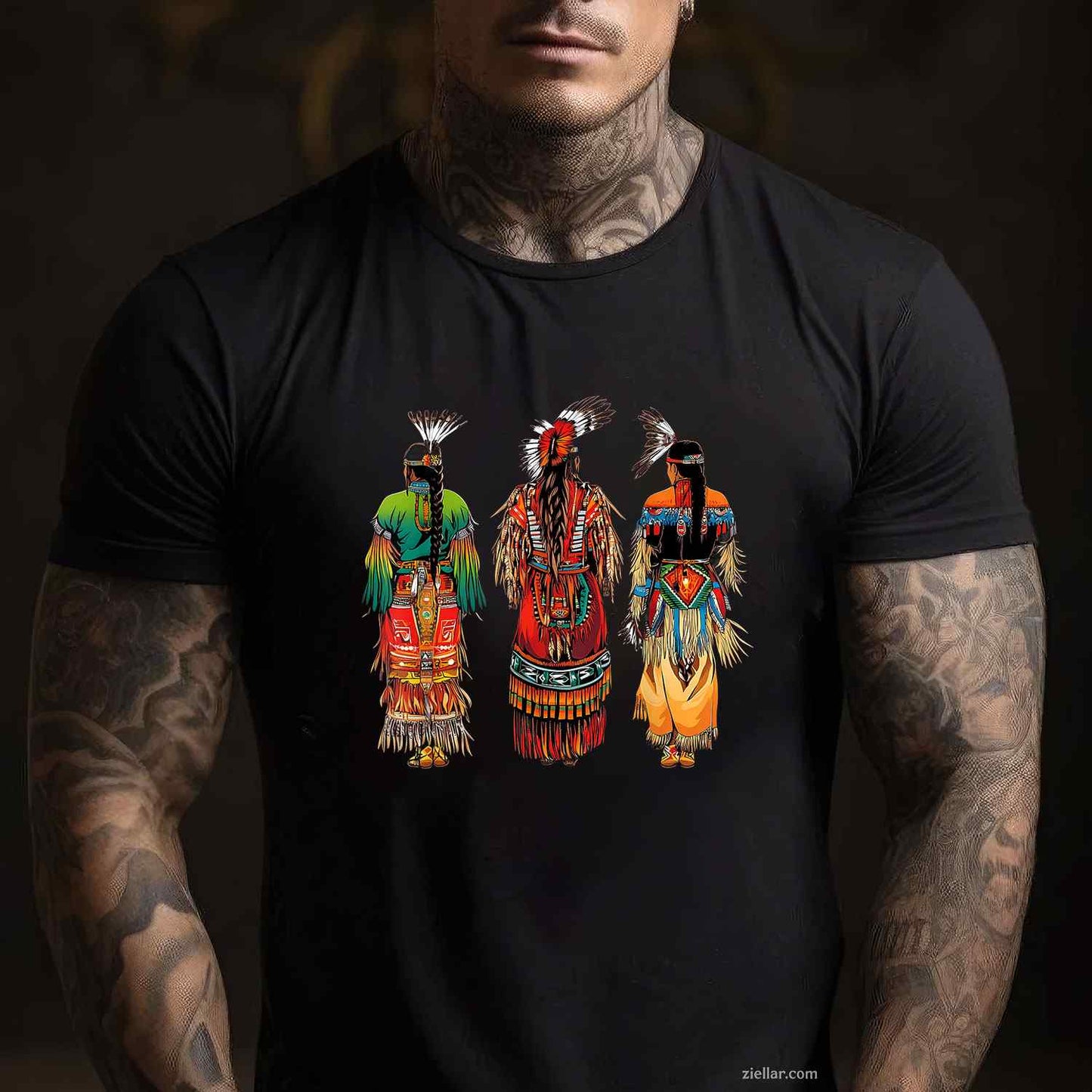 Indian Tribe Native American Feather Headdress Indian Chief T-Shirt And Tee For Adults