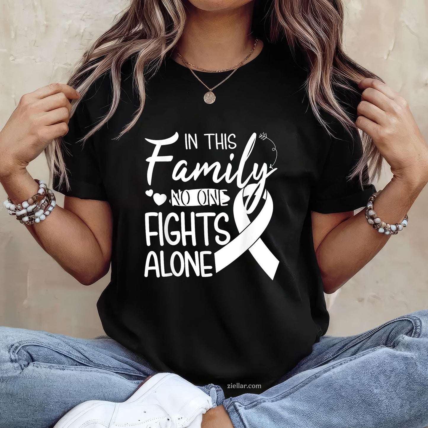 In this family no one fights alone Lung Cancer tshirt T-Shirt