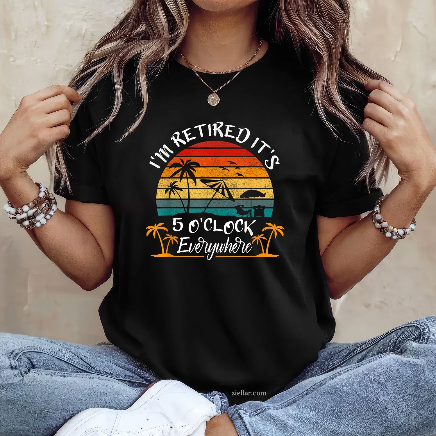 It’s 5 O’Clock Everywhere Tee and T-Shirt, Funny Retired Summer T-Shirt Gift for Adults