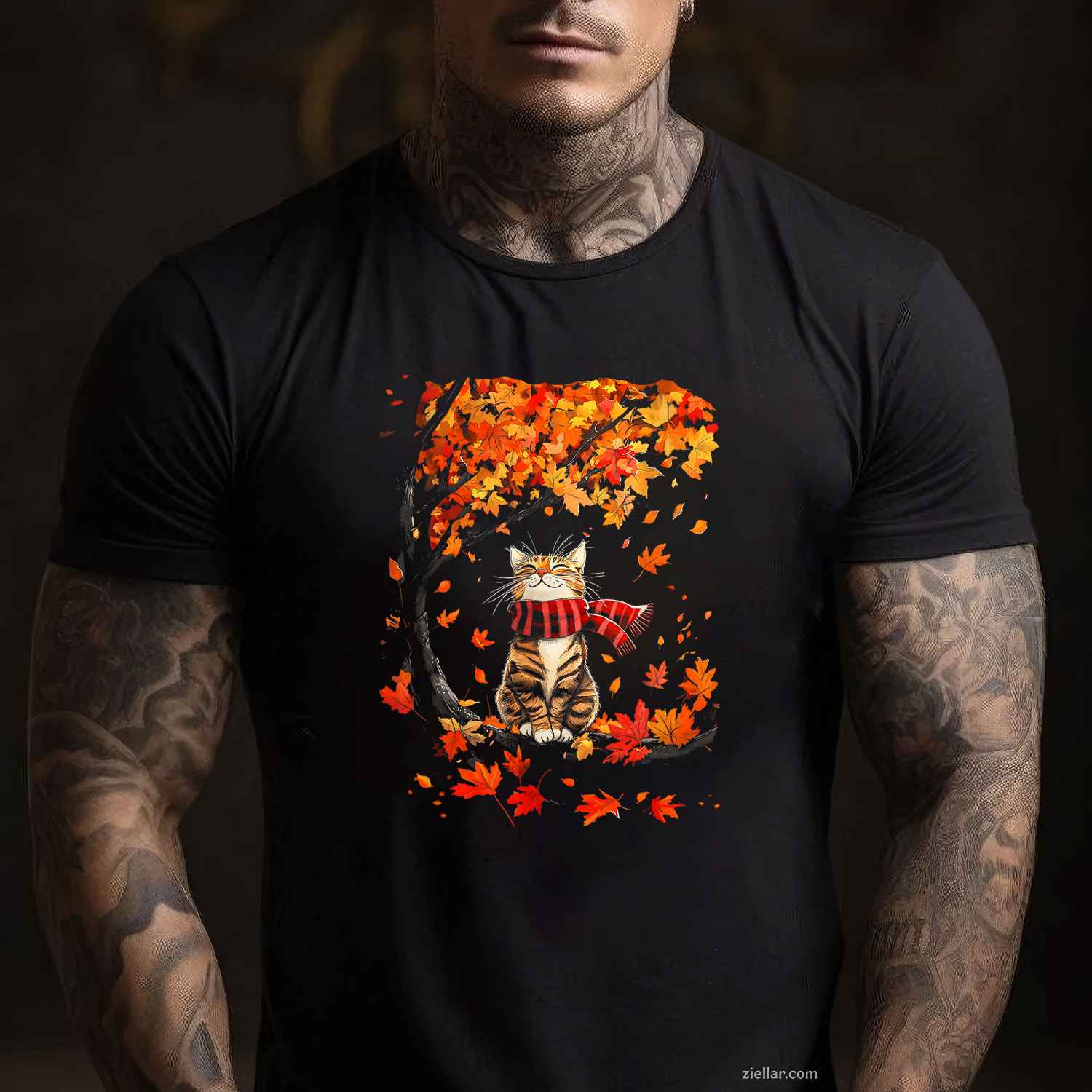 It's Fall Y'all Thanksgiving Cat Leaf Fall Tree Hello Autumn T-Shirt and Tee for Adults Men Women Unisex