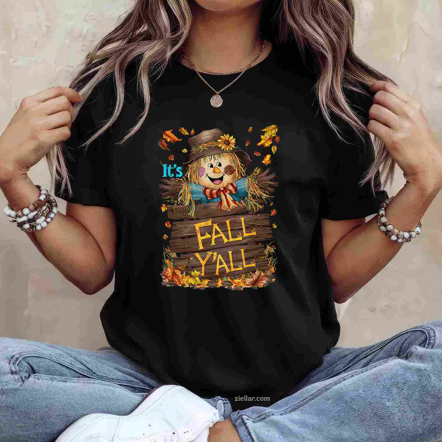 It's Fall Y'all Cute Scarecrow Fall Thanksgiving Halloween T-Shirt and Tee for Adults Men Women Unisex