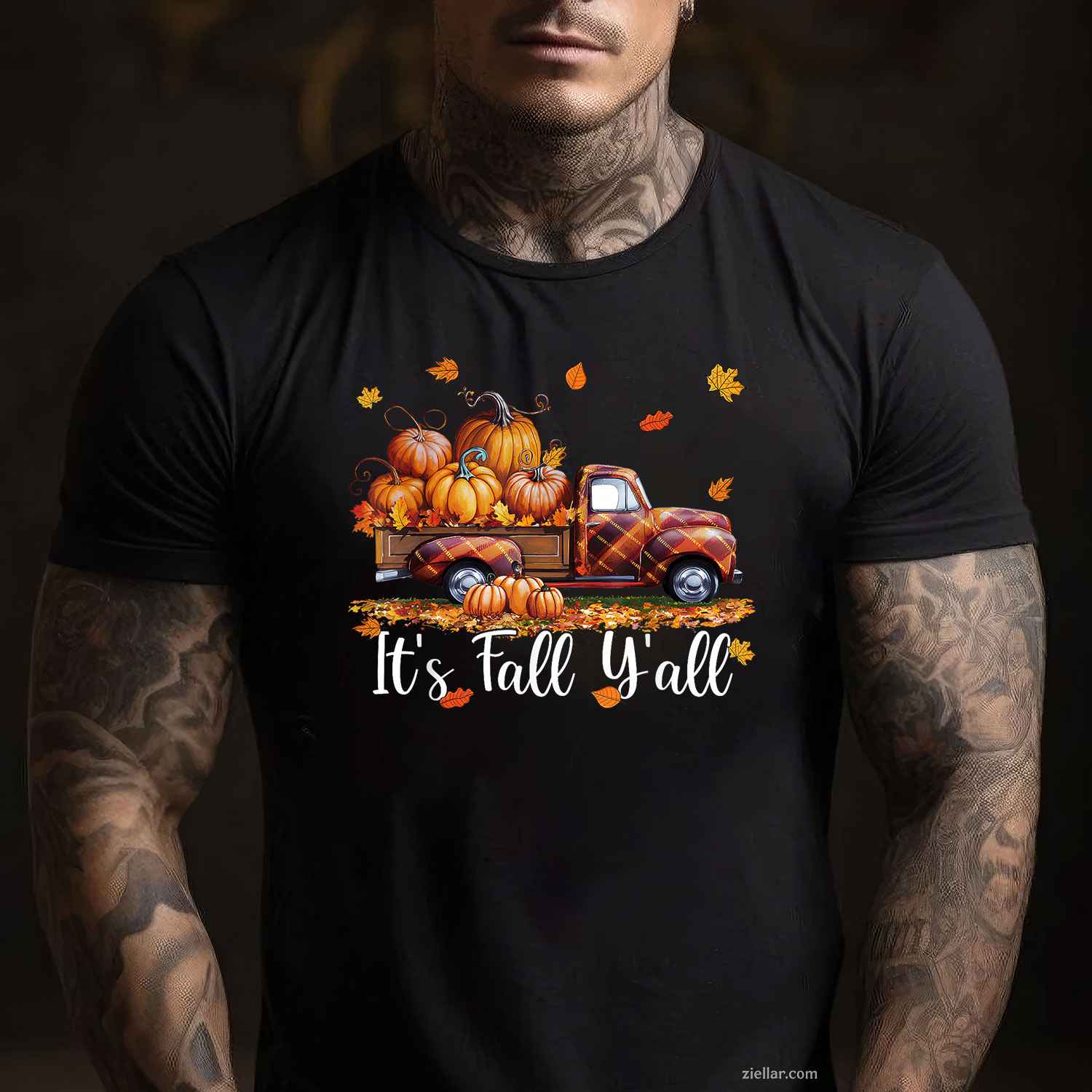It's Fall Y'all Pumpkin Truck Autumn Tree Hello Fall T-Shirt and Tee for Adults Men Women Unisex
