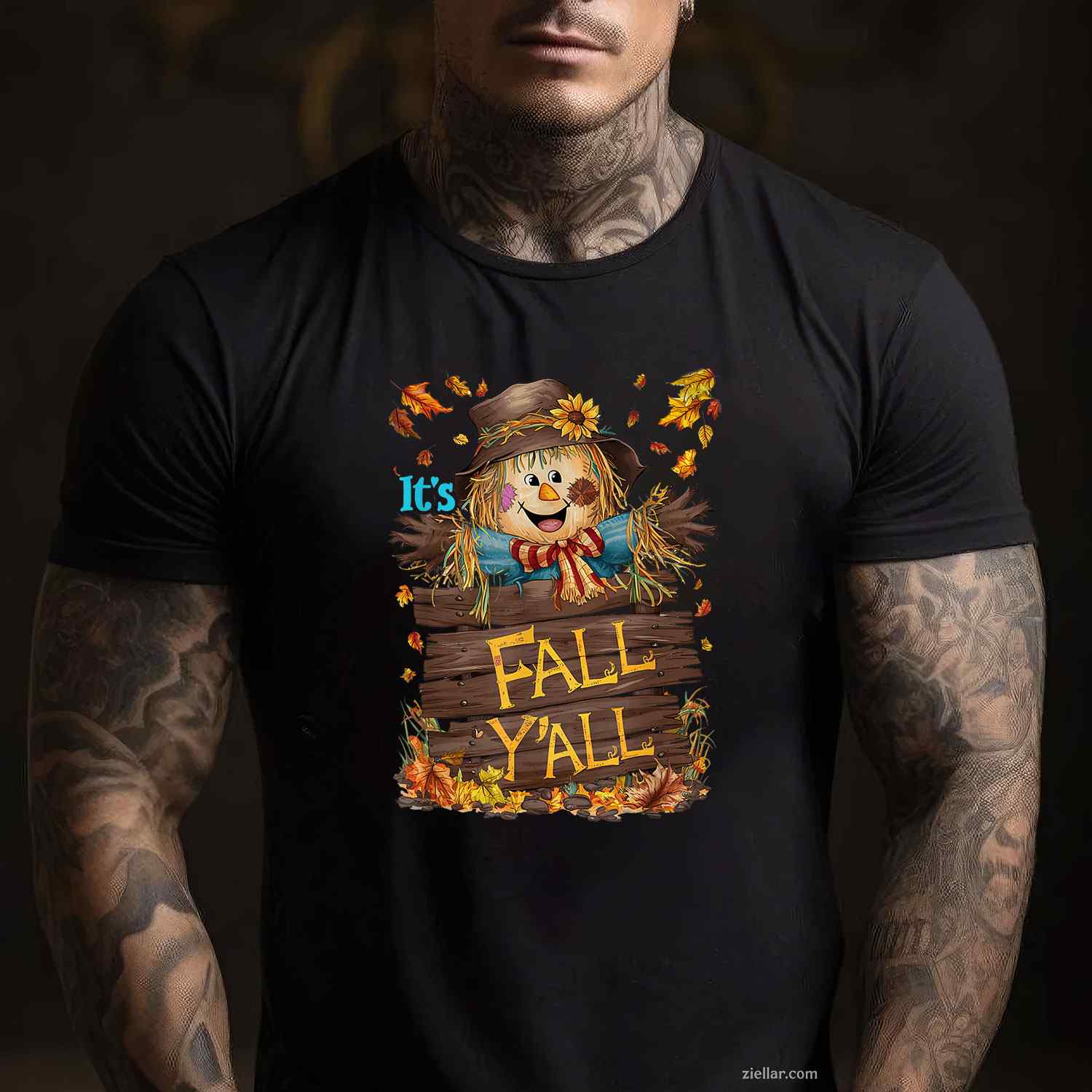 It's Fall Y'all Cute Scarecrow Fall Thanksgiving Halloween T-Shirt and Tee for Adults Men Women Unisex