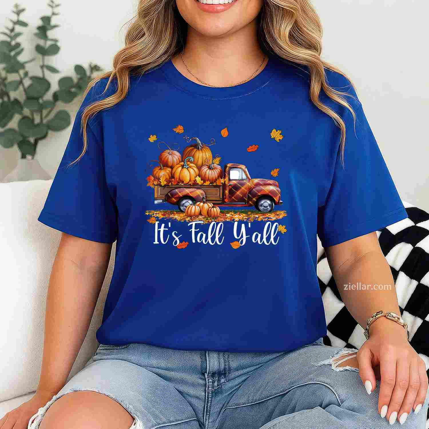 It's Fall Y'all Pumpkin Truck Autumn Tree Hello Fall T-Shirt and Tee for Adults Men Women Unisex