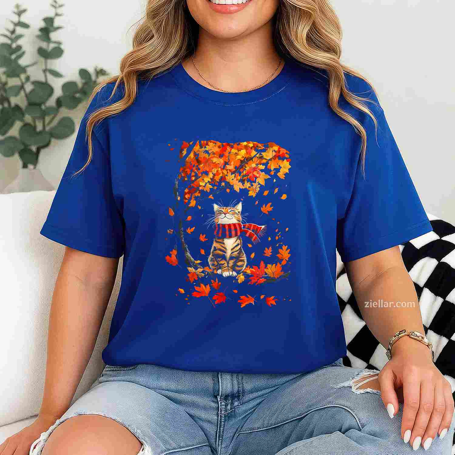 It's Fall Y'all Thanksgiving Cat Leaf Fall Tree Hello Autumn T-Shirt and Tee for Adults Men Women Unisex