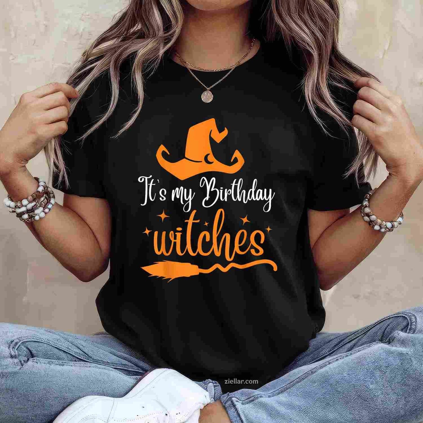 It's My Birthday Witch Halloween October Birthday T-Shirt and Tee for Adults Men Women Unisex