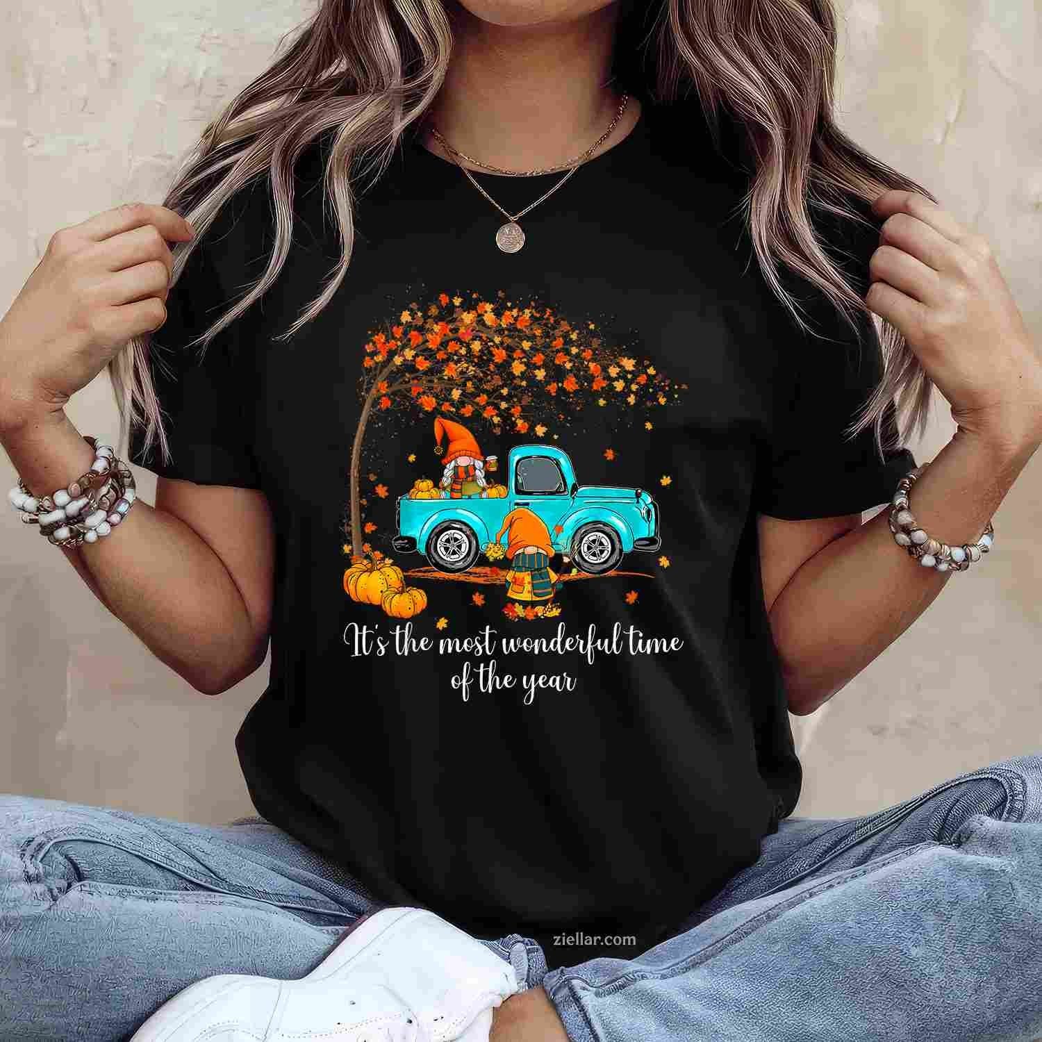 It's The Most Wonderful Time Of The Year Gnomes Autumn Fall Tee, Gnome T-Shirt for Men Women Adults Unisex, Aesthetic Streetwear Top, Soft Cotton Premium Print