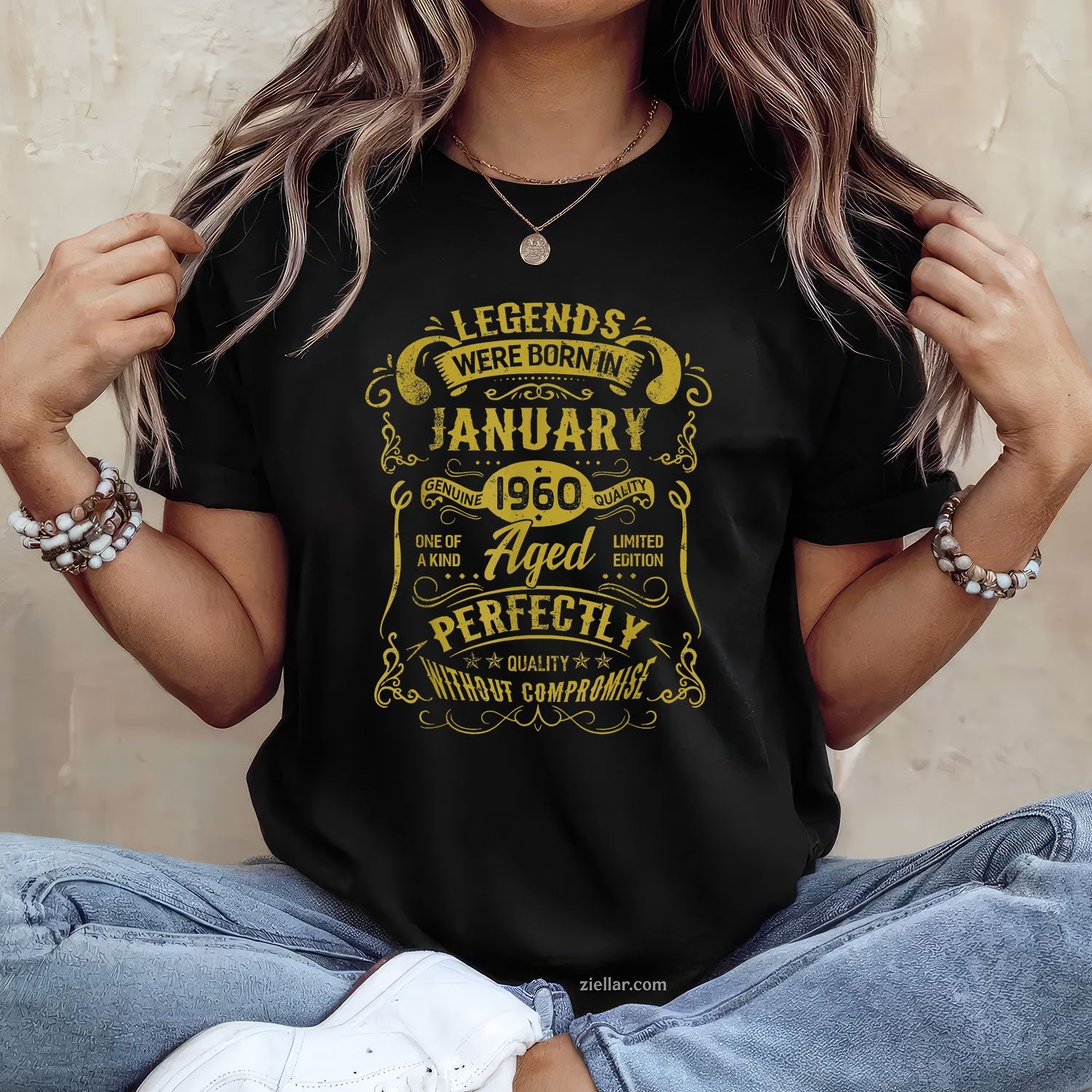 January 1960 Legends Were Born Tee and T-Shirt, Vintage Birthday T-Shirt for Adults Aged Perfectly