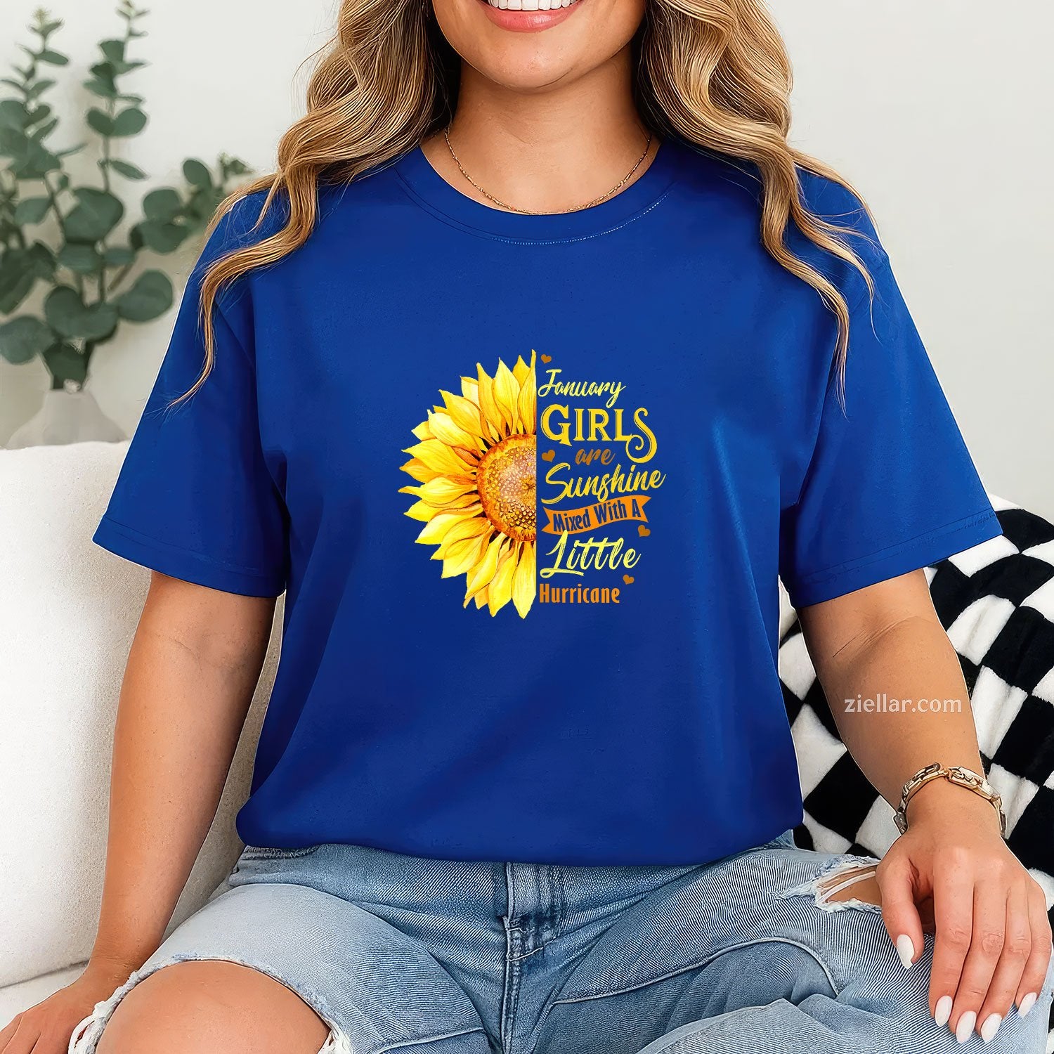 January Girls Are Sunshine and Storm Tee and T-Shirt, Funny Birthday T-Shirt for Women Adults