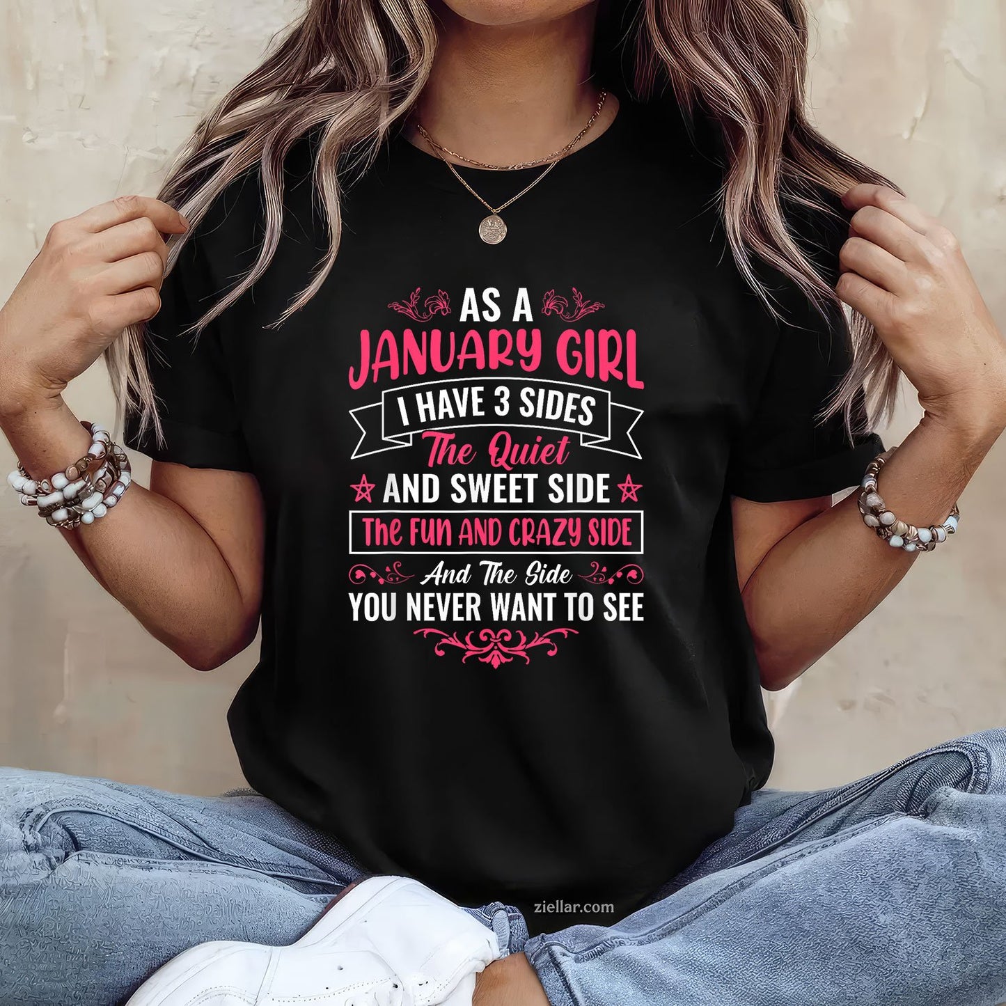 January Girl Birthday Tee and T-Shirt, Proud Birth Month Quote T-Shirt for Women Adults
