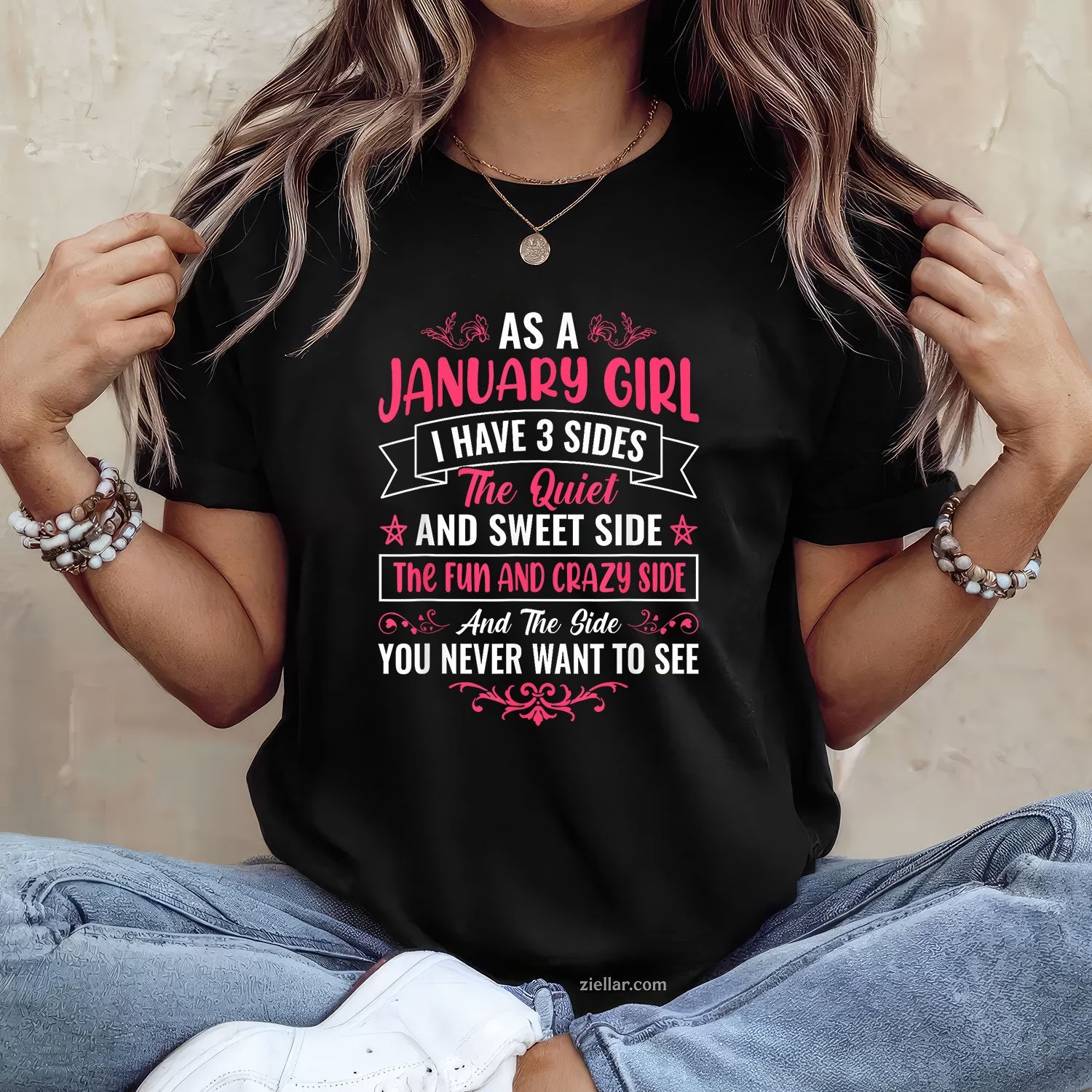 January Girl Birthday Tee and T-Shirt, Proud Birth Month Quote T-Shirt for Women Adults