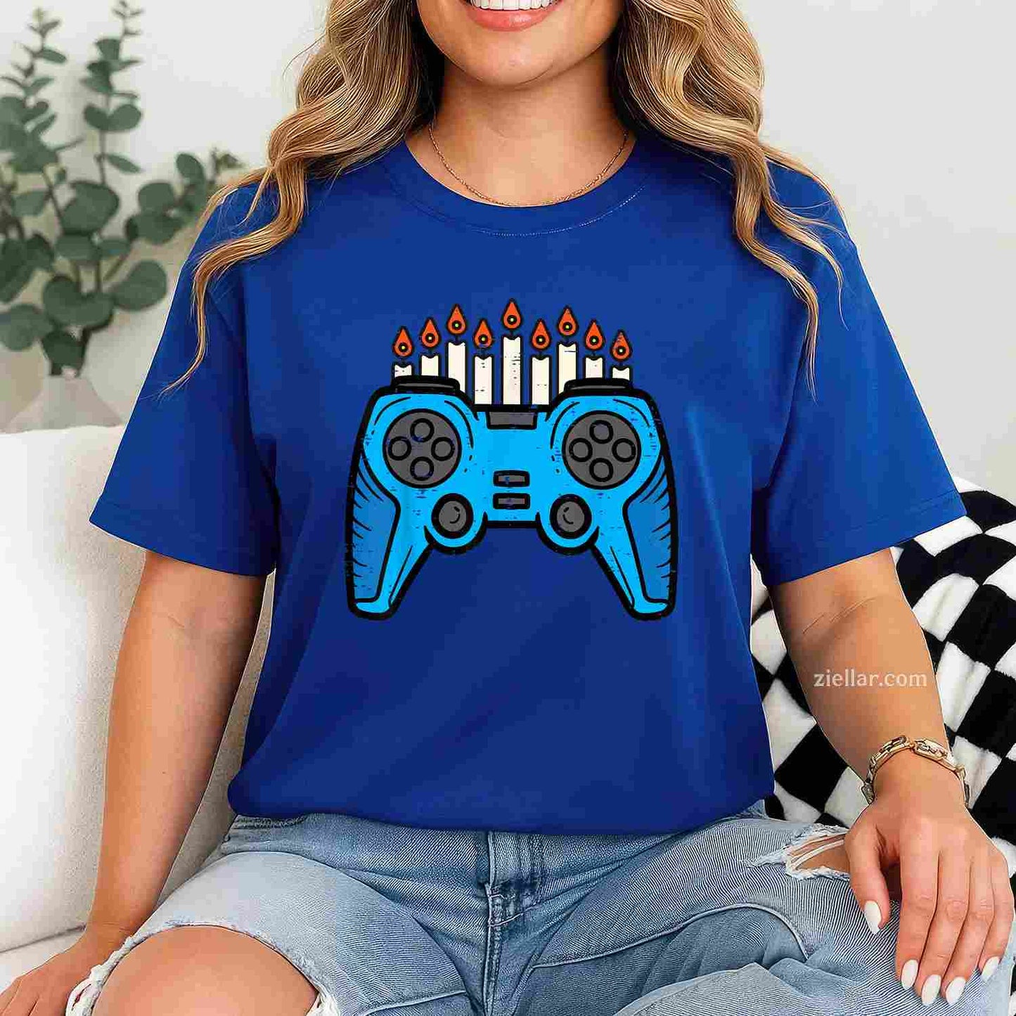 Jewish Video Game Gamer Hanukkah Chanukah Men Boy T-Shirt_ Funny Gaming Holiday Tee For Adults