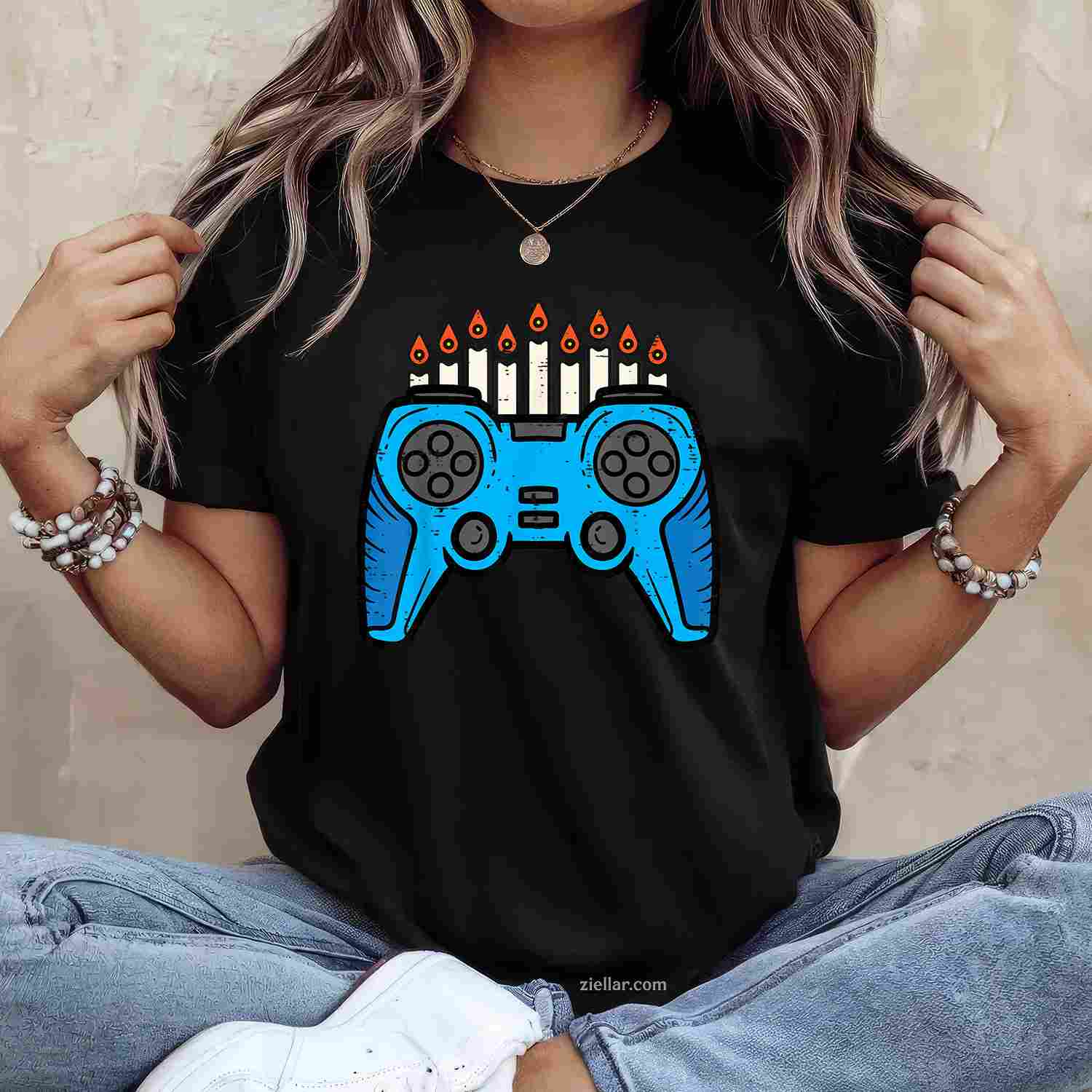 Jewish Video Game Gamer Hanukkah Chanukah Men Boy T-Shirt_ Funny Gaming Holiday Tee For Adults