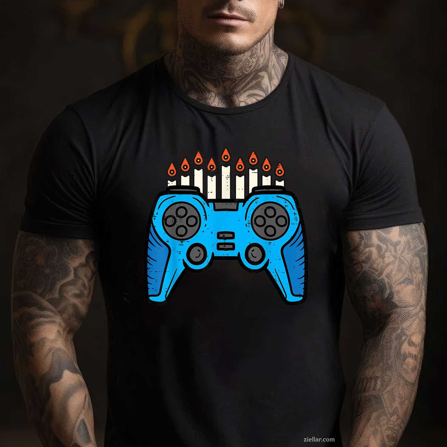 Jewish Video Game Gamer Hanukkah Chanukah Men Boy T-Shirt_ Funny Gaming Holiday Tee For Adults
