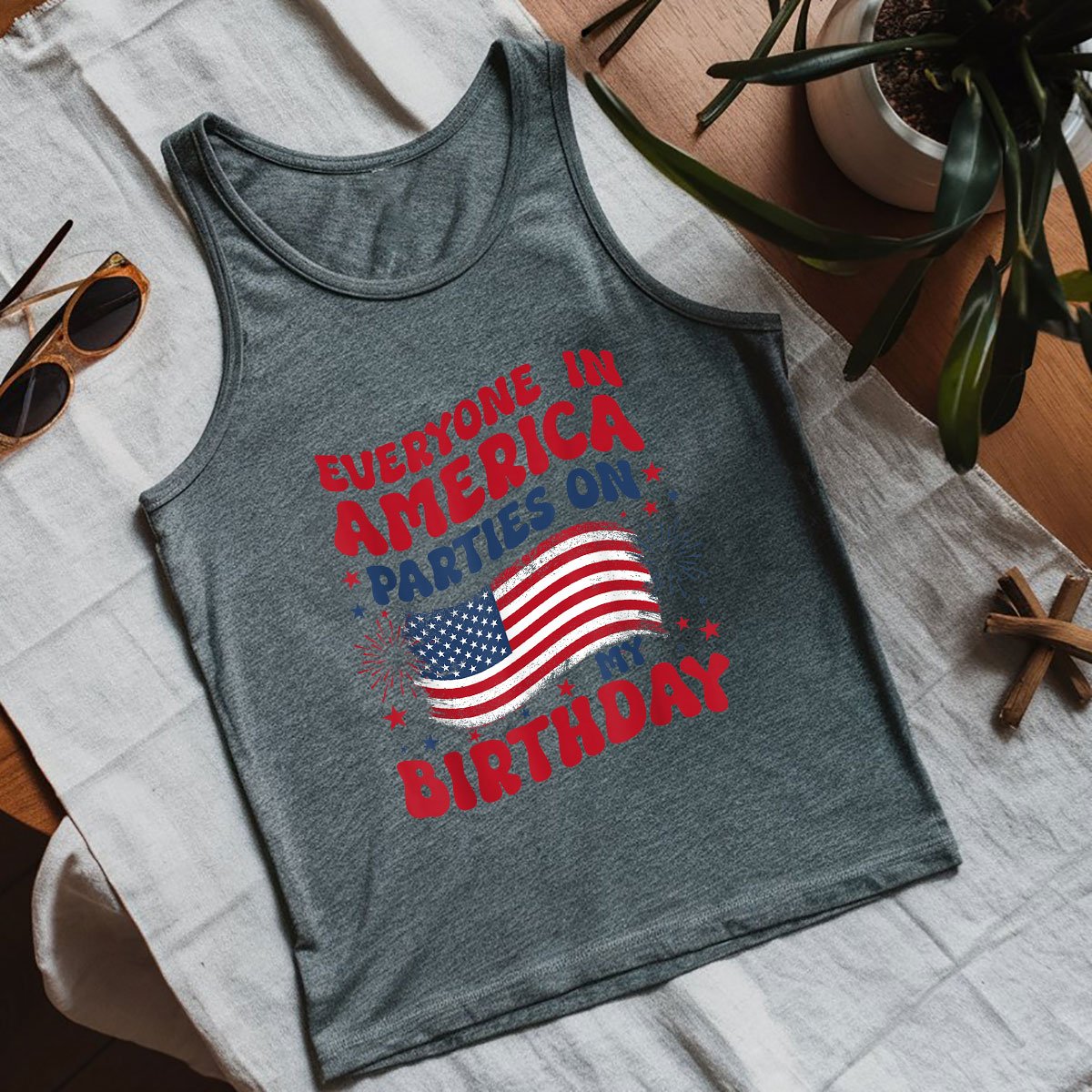 July 4th Birthday Tank Top Shirt, Patriotic USA Independence Day Gift