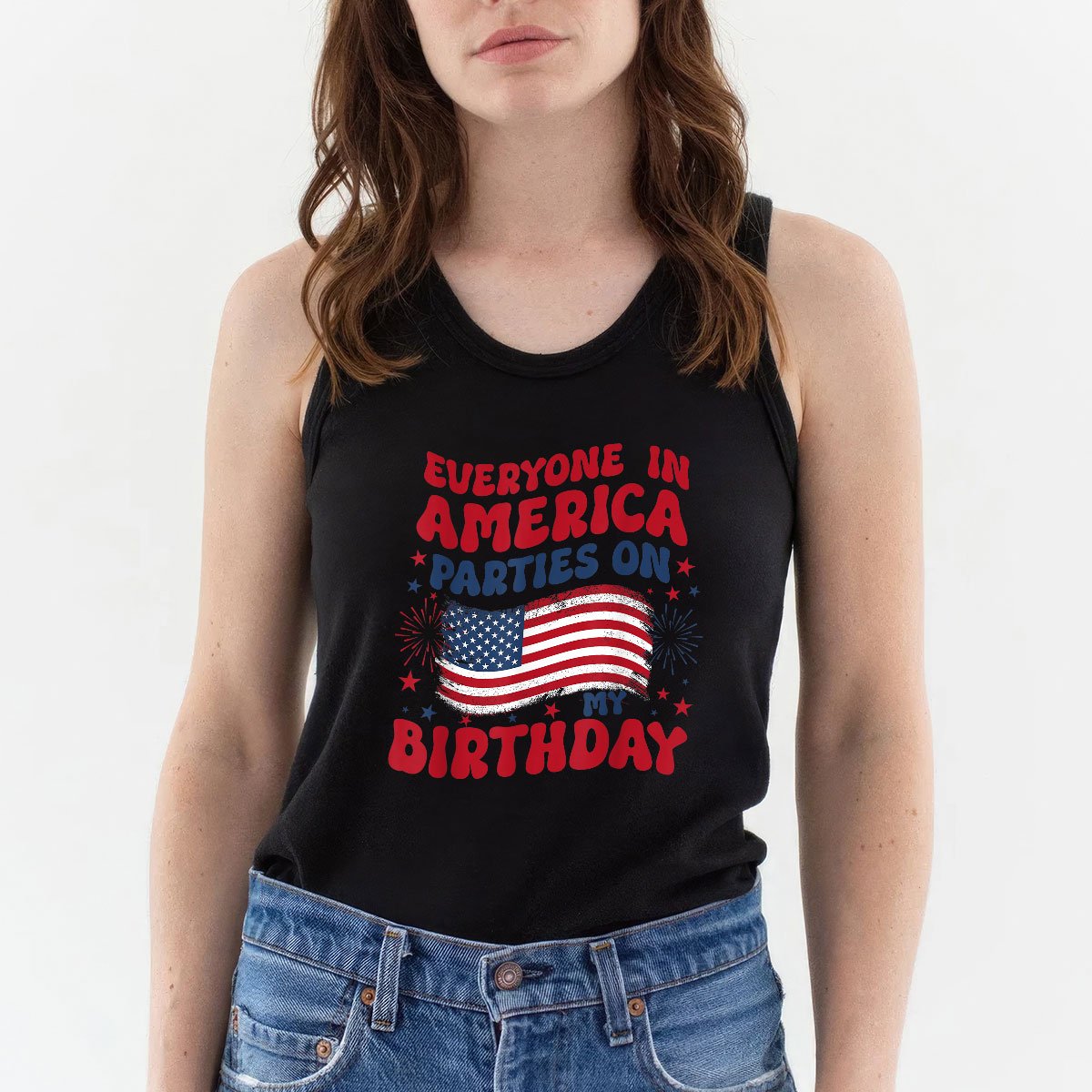 July 4th Birthday Tank Top Shirt, Patriotic USA Independence Day Gift