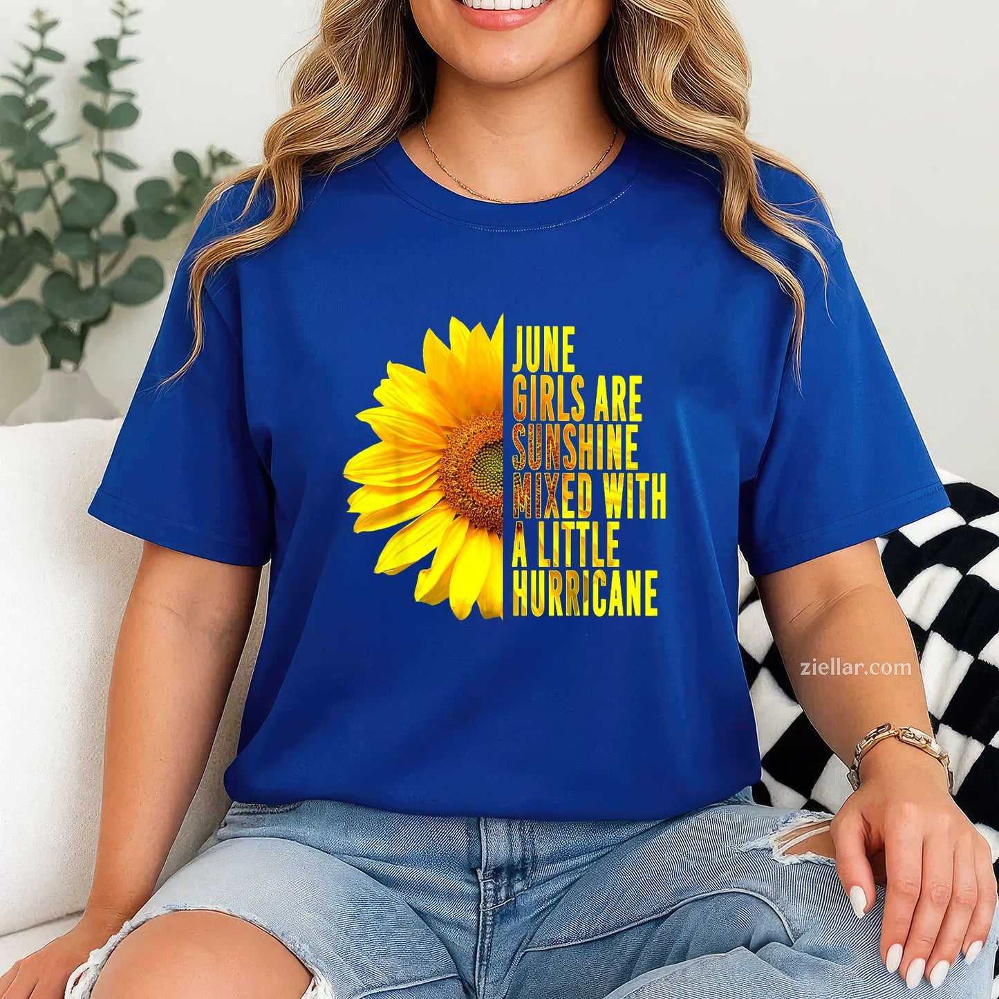 June Girls Are Sunshine Mixed Hurricane Sunflower Tee And