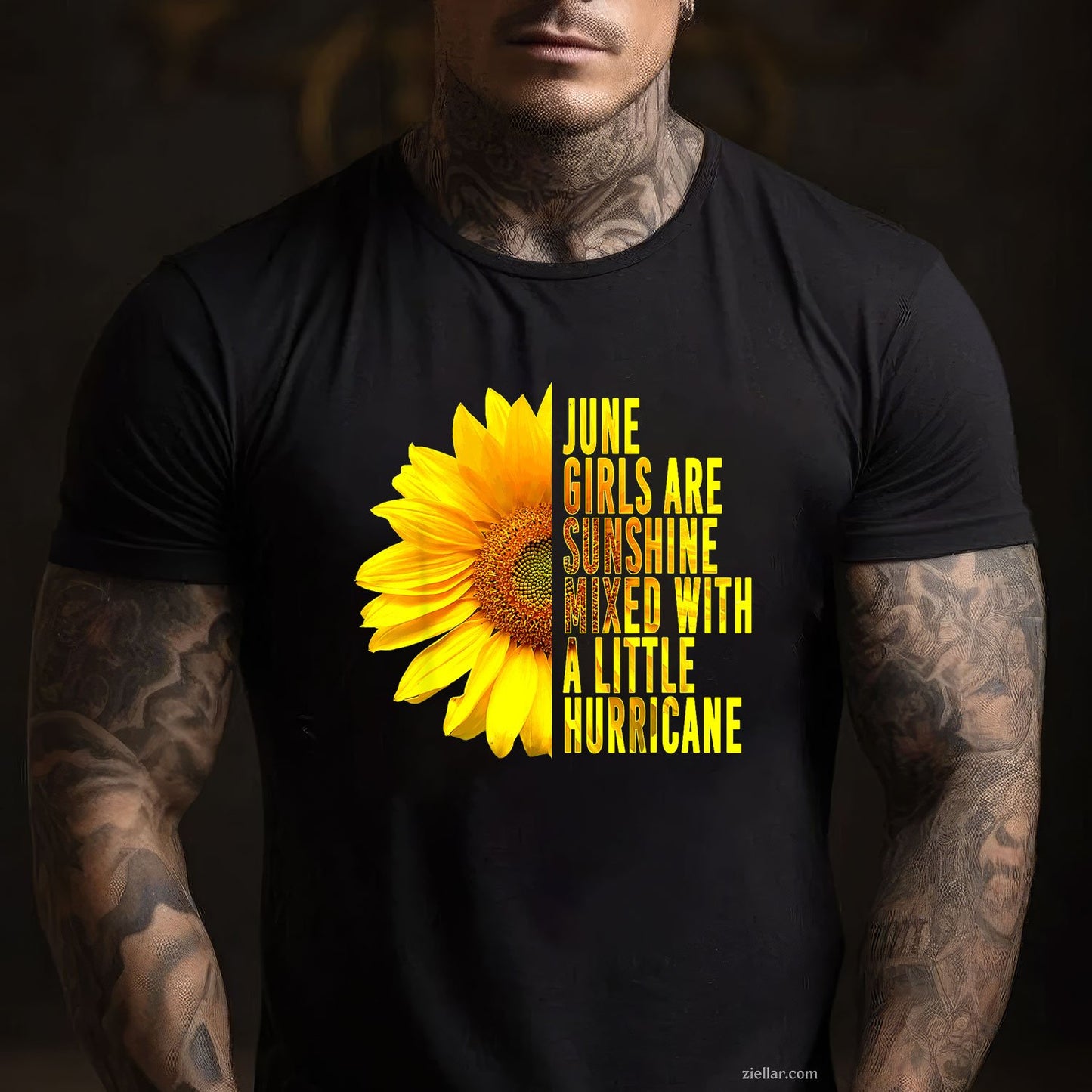 June Girls Are Sunshine Mixed Hurricane Sunflower Tee And