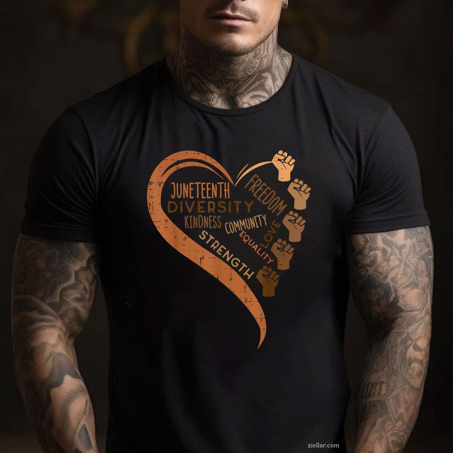 Juneteenth Heart Fists Black History Melanin Men Women Tee TShirt