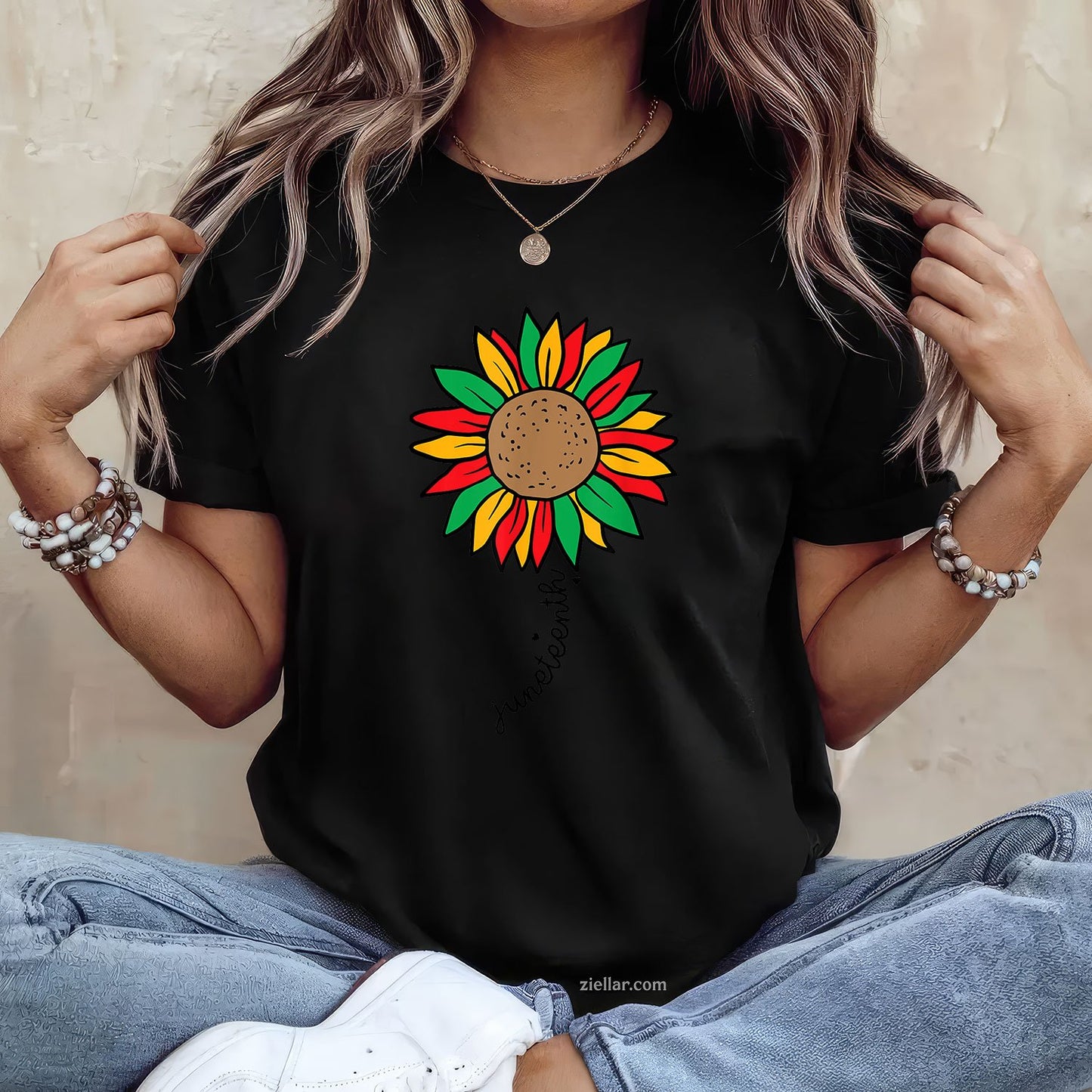 Juneteenth Colorful Sunflower Flower Tee