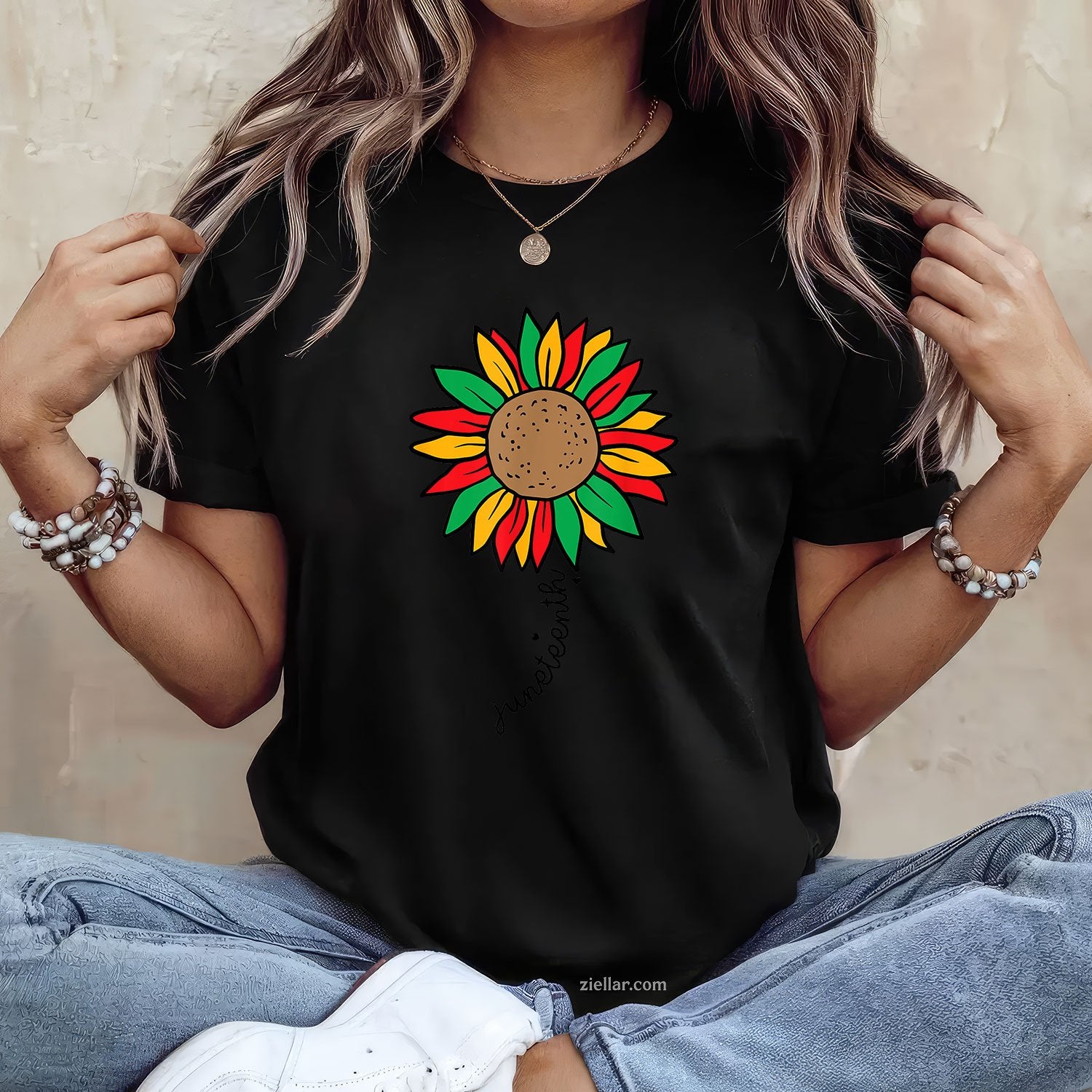 Juneteenth Colorful Sunflower Flower Tee