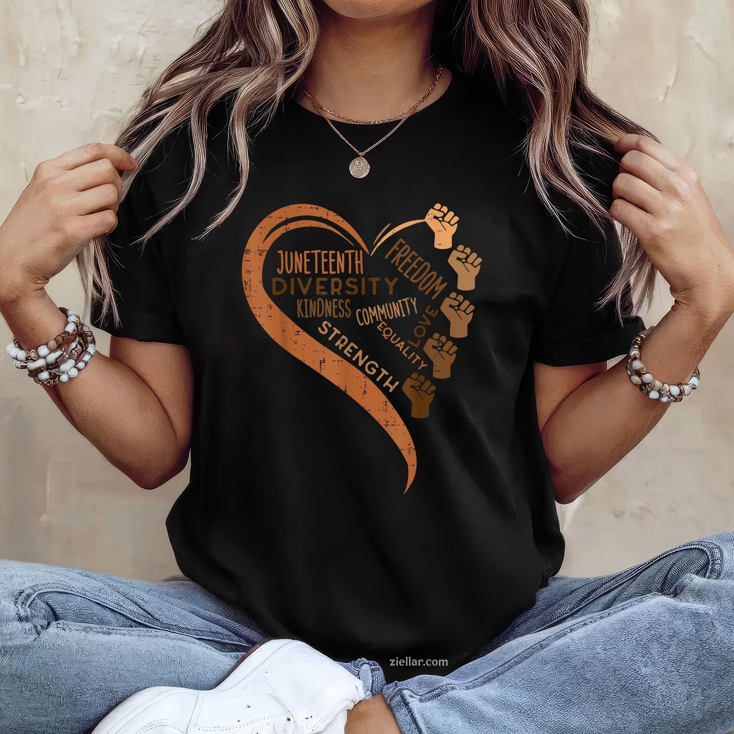 Juneteenth Heart Fists Black History Melanin Men Women Tee TShirt