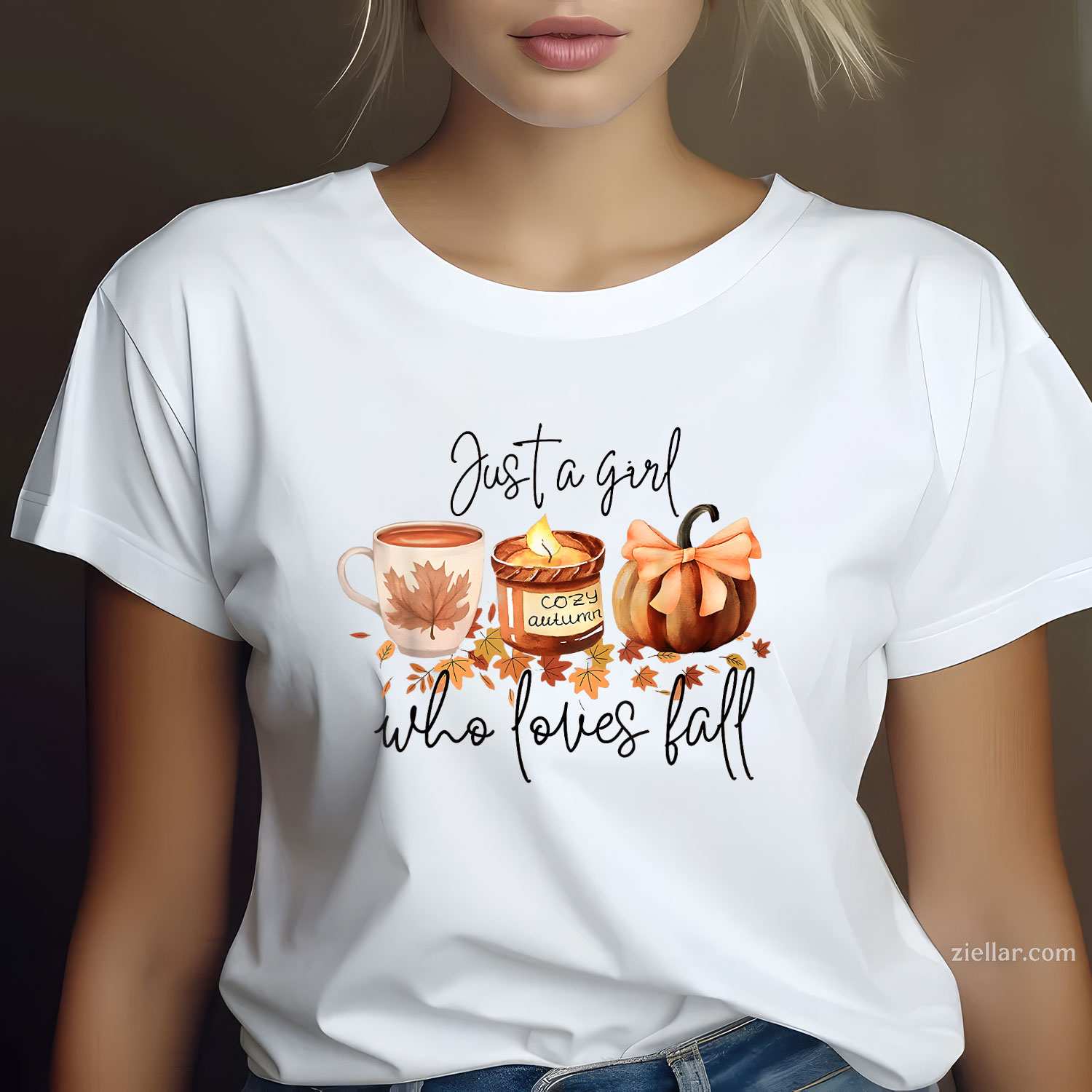 Just A Girl Who Loves Fall Pumpkin Cozy Autumn T-Shirt and Tee for Adults Men Women Unisex