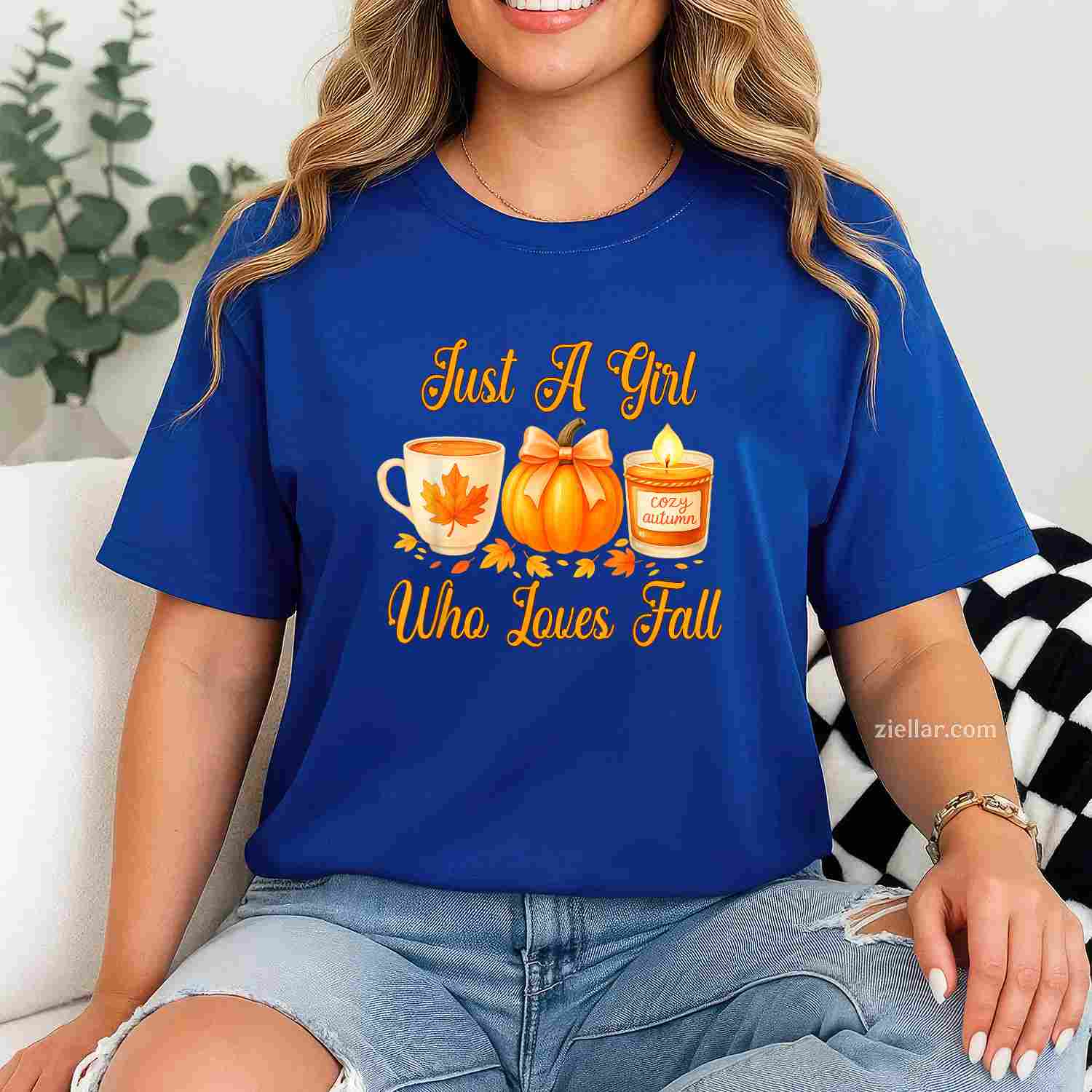 Just A Girl Who Loves Fall Pumpkin Cozy Autumn T-Shirt and Tee for Adults Men Women Unisex Perfect Gift