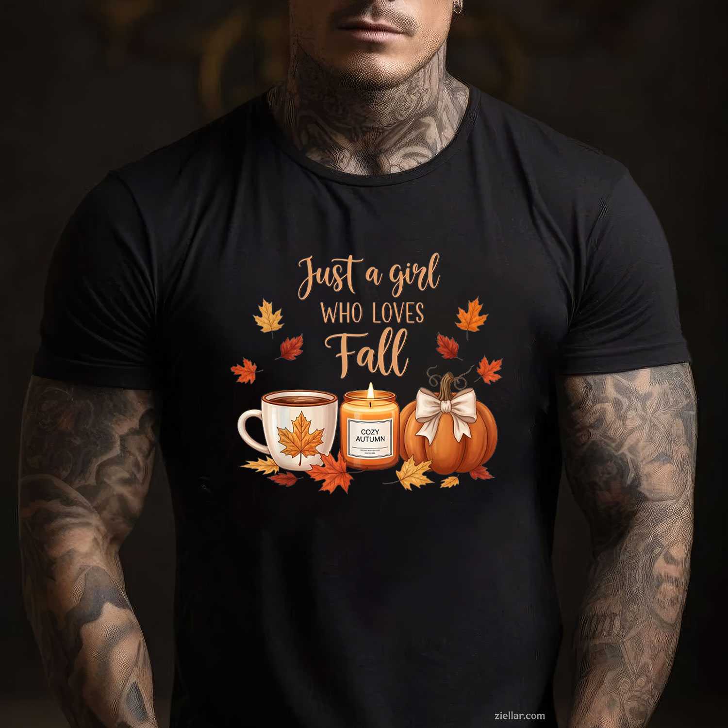 Just A Girl Who Loves Fall Pumpkin Cozy Autumn T-Shirt and Tee for Adults Men Women Unisex Tee Gift