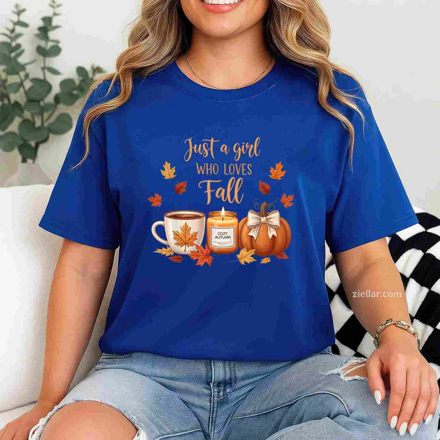 Just A Girl Who Loves Fall Pumpkin Cozy Autumn T-Shirt and Tee for Adults Men Women Unisex Tee Gift