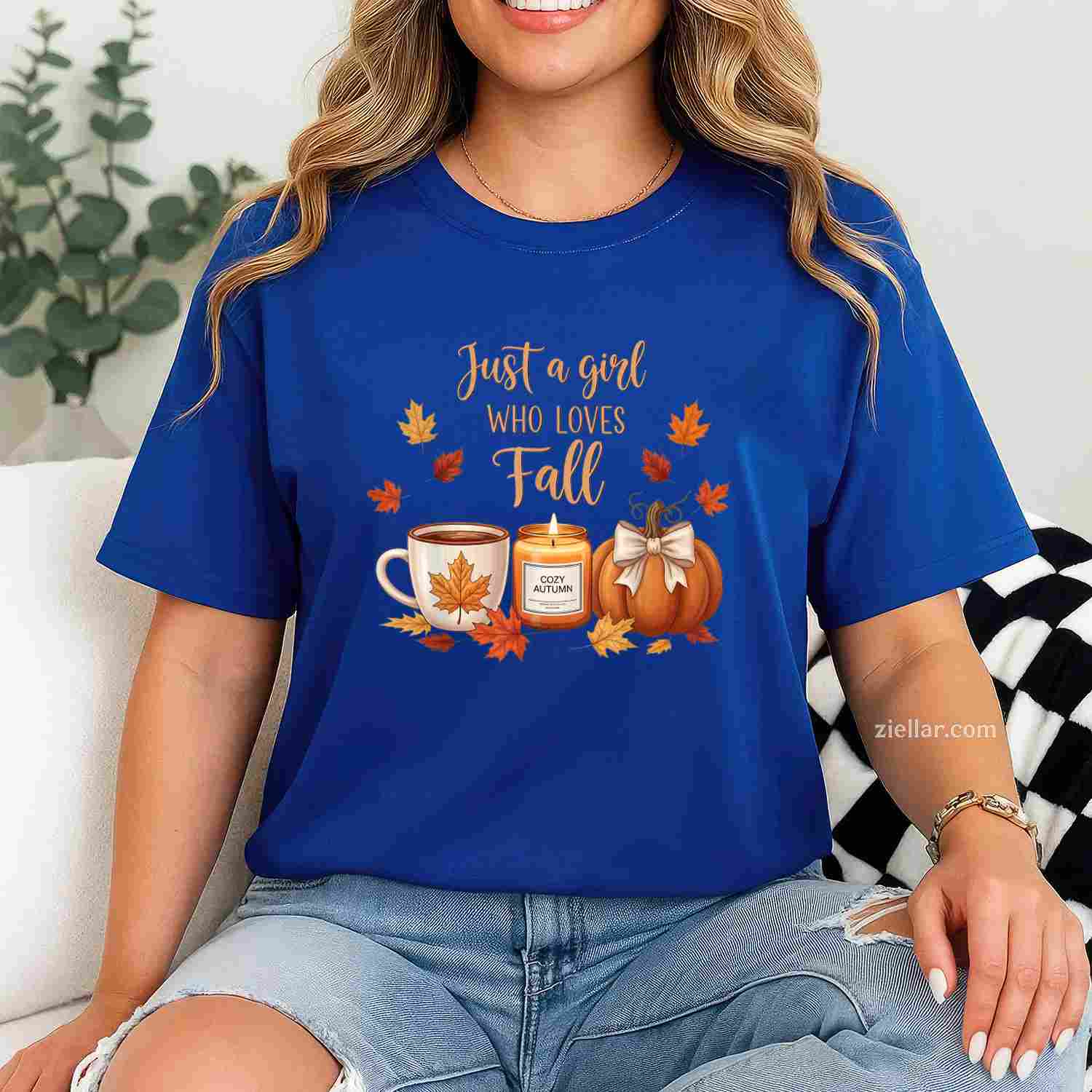Just A Girl Who Loves Fall Pumpkin Cozy Autumn T-Shirt and Tee for Adults Men Women Unisex Tee Gift