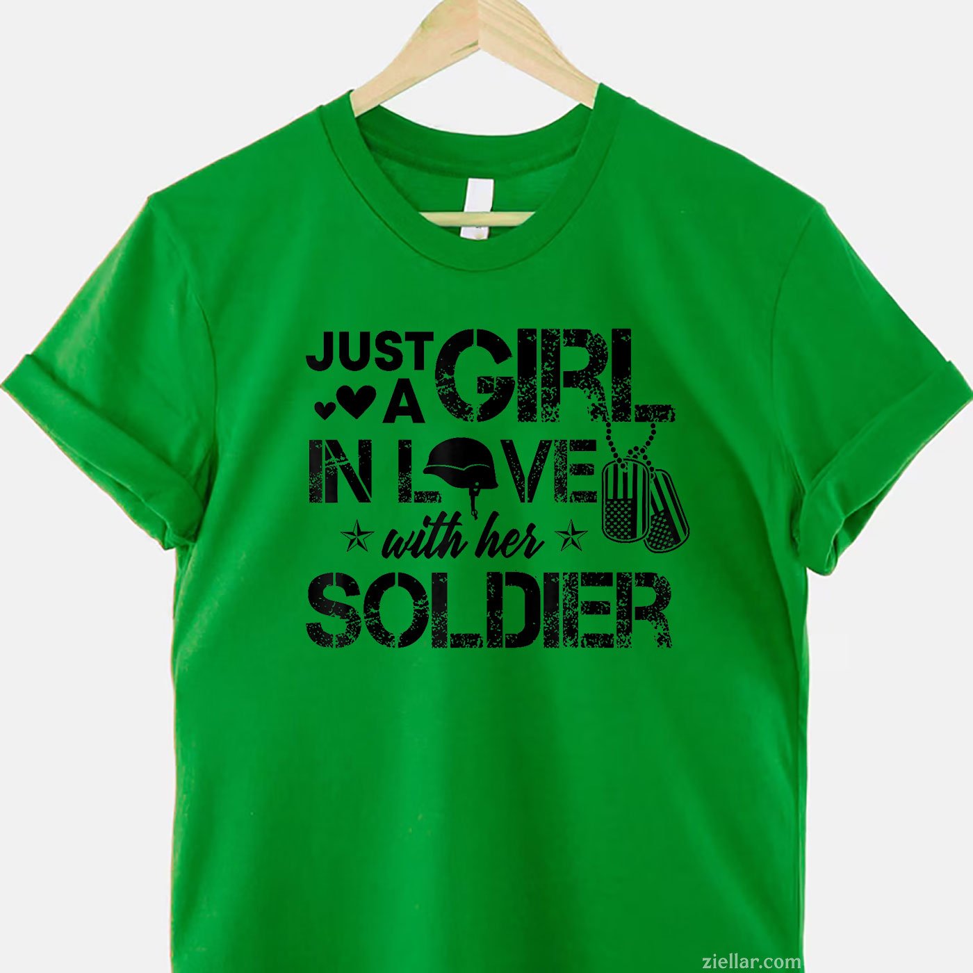 Just A Girl In Love With Her Soldier Army Girlfriend Wife Tee and T-Shirt, Funny Relationship Gift T-Shirt for Couples and Adults