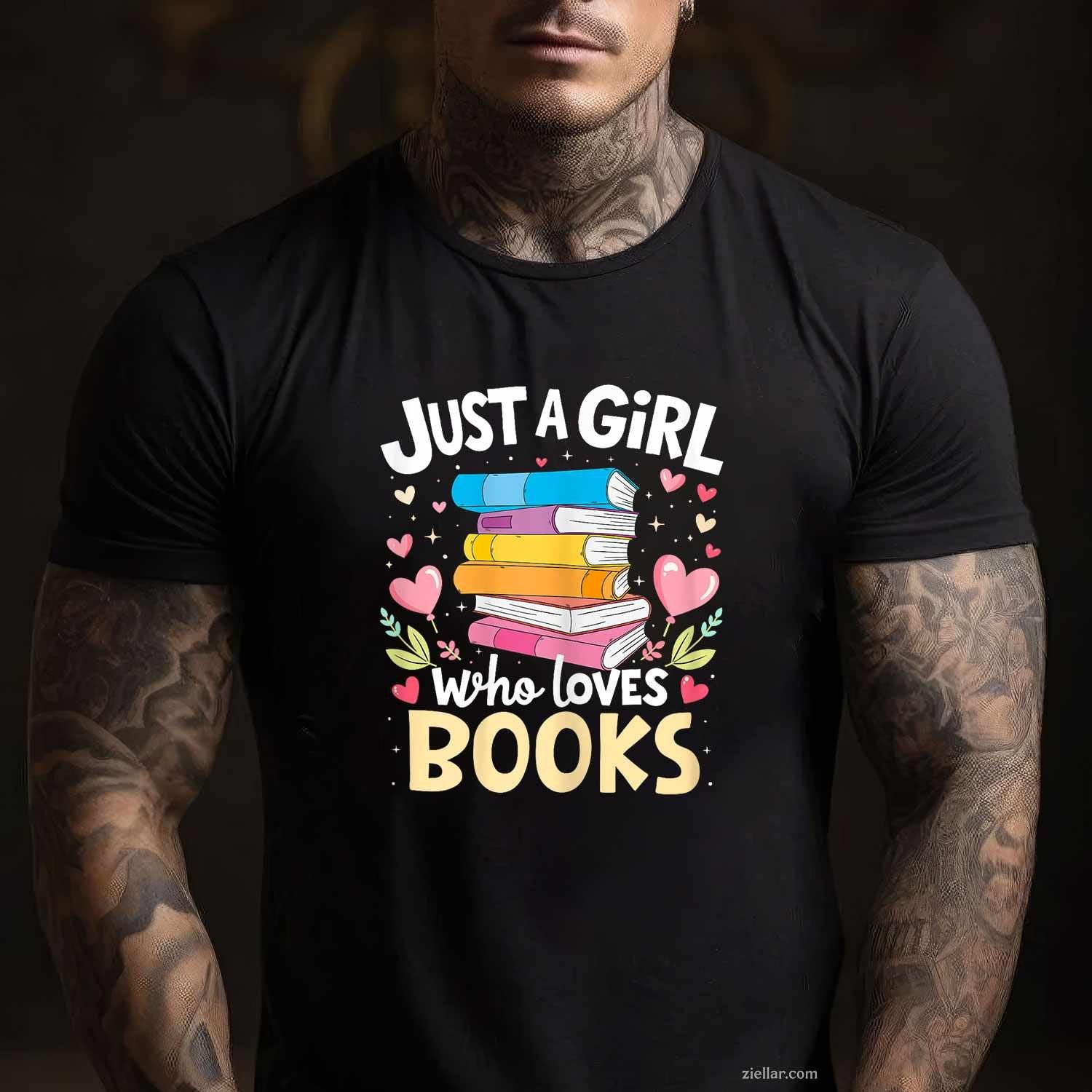 Just A Girl Who Loves Books Lover Reading Librarian Bookish T-Shirt