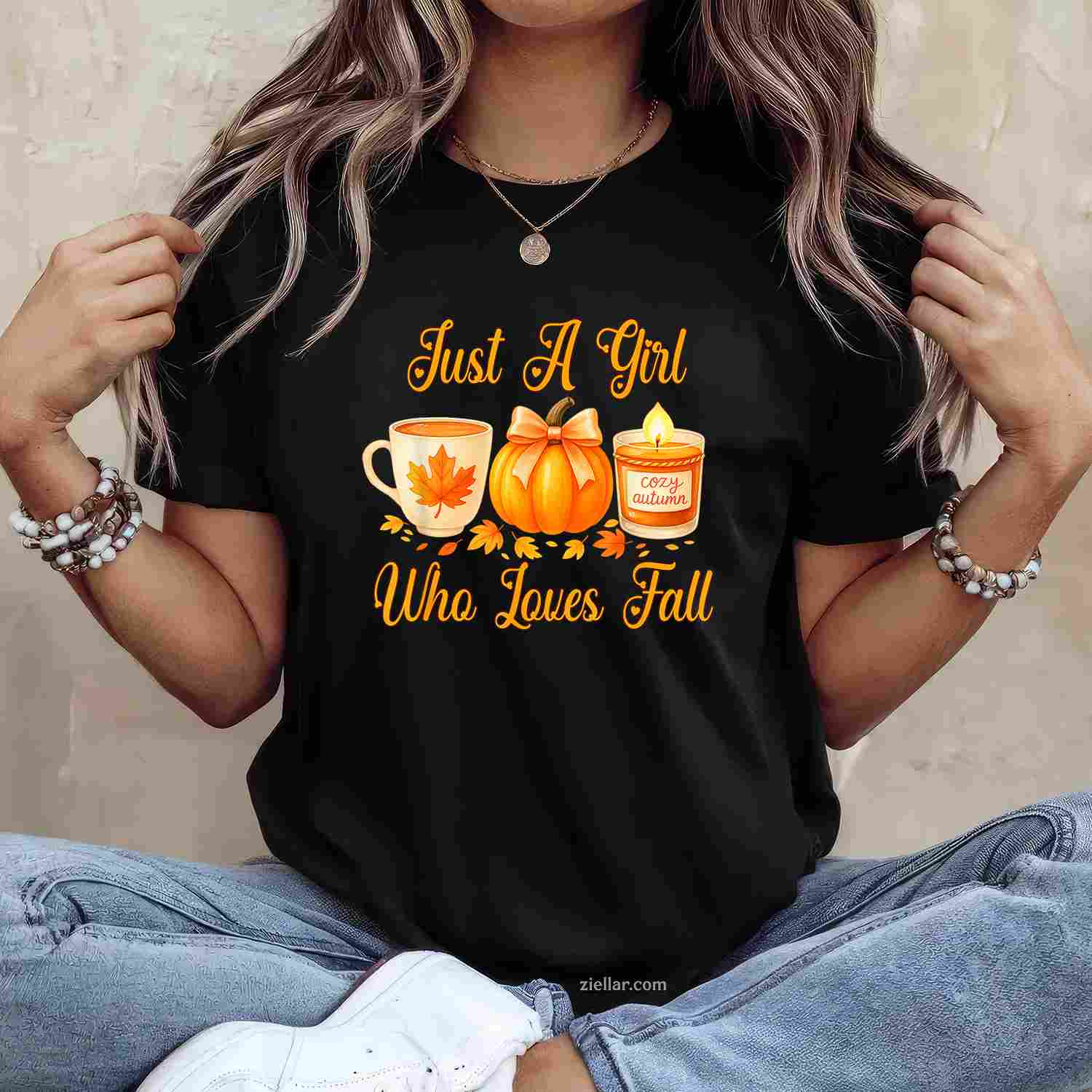 Just A Girl Who Loves Fall Pumpkin Cozy Autumn T-Shirt and Tee for Adults Men Women Unisex Perfect Gift