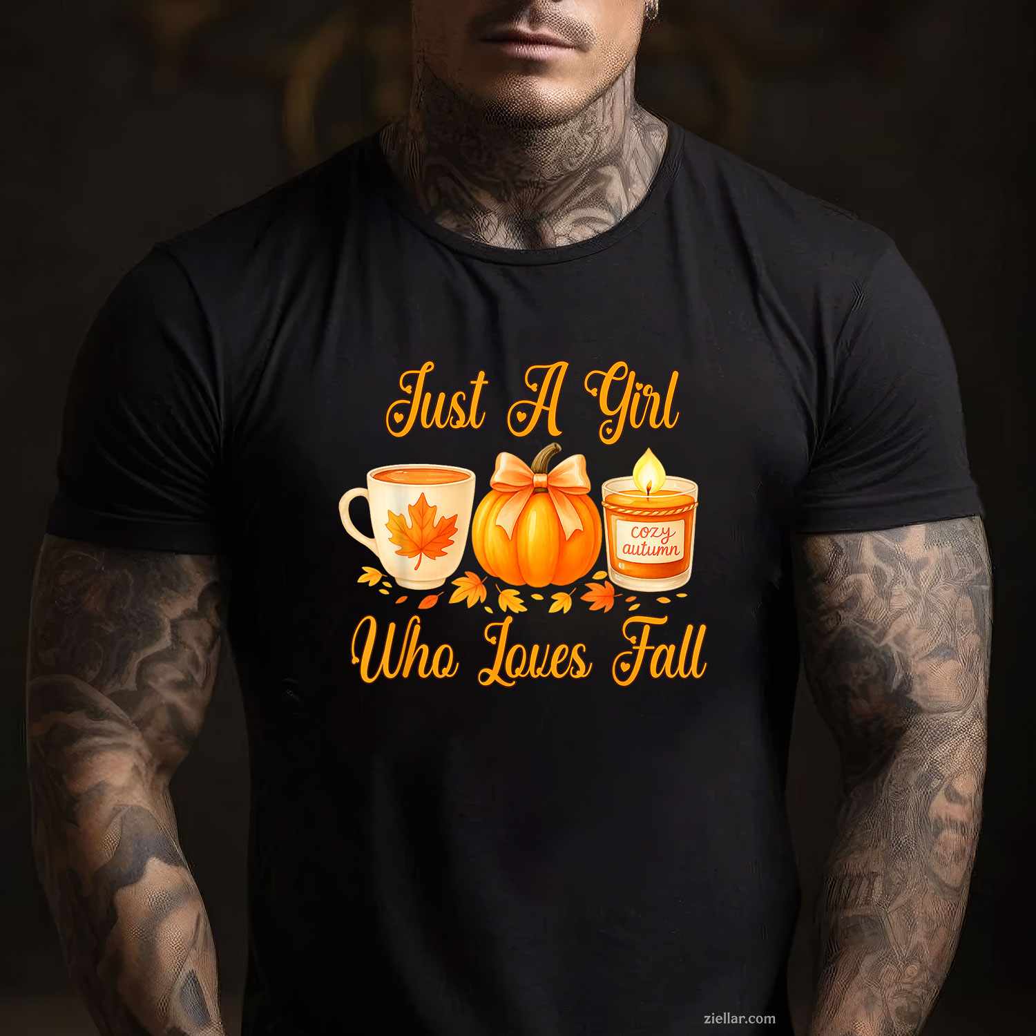 Just A Girl Who Loves Fall Pumpkin Cozy Autumn T-Shirt and Tee for Adults Men Women Unisex Perfect Gift