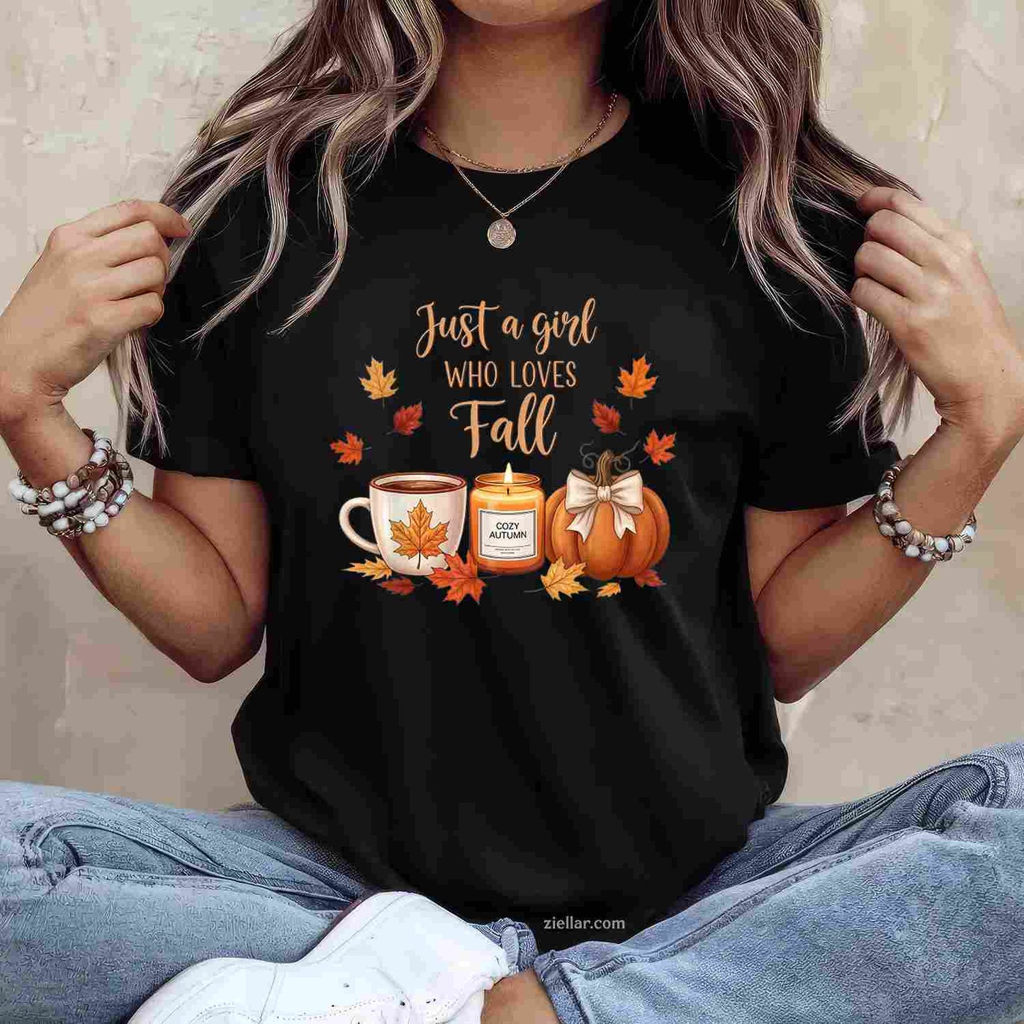 Just A Girl Who Loves Fall Pumpkin Cozy Autumn T-Shirt and Tee for Adults Men Women Unisex Tee Gift