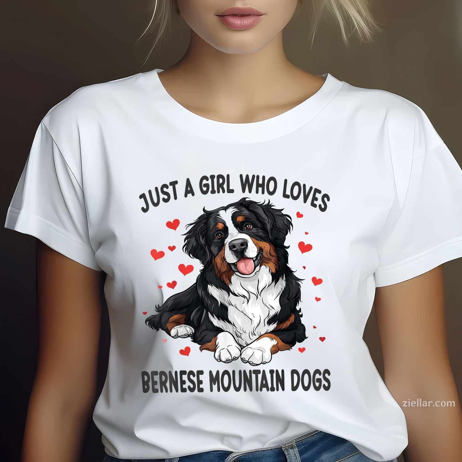 Just A Who Loves Bernese Mountain T-Shirt, Berner Dog Lover Vintage Graphic Tee For Adults Unisex