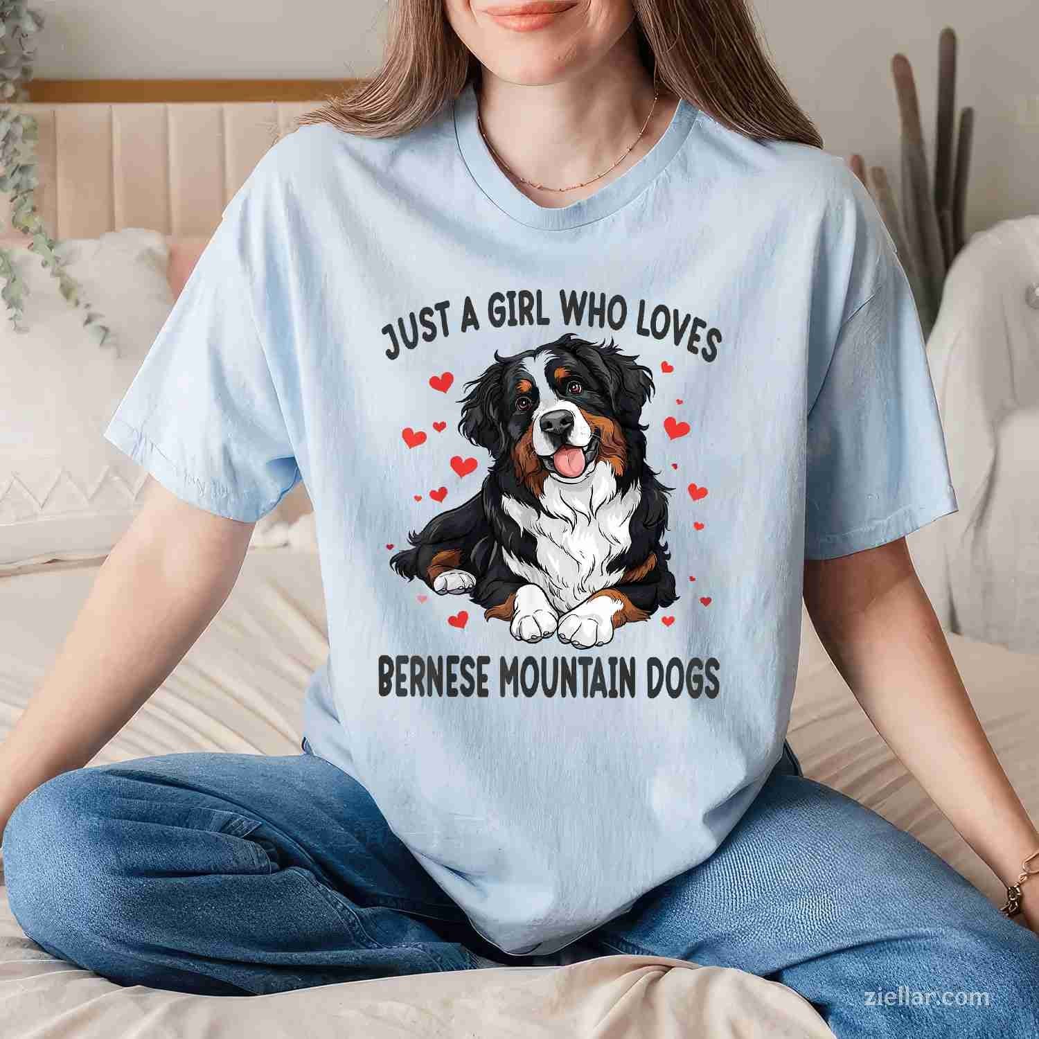 Just A Who Loves Bernese Mountain T-Shirt, Berner Dog Lover Vintage Graphic Tee For Adults Unisex
